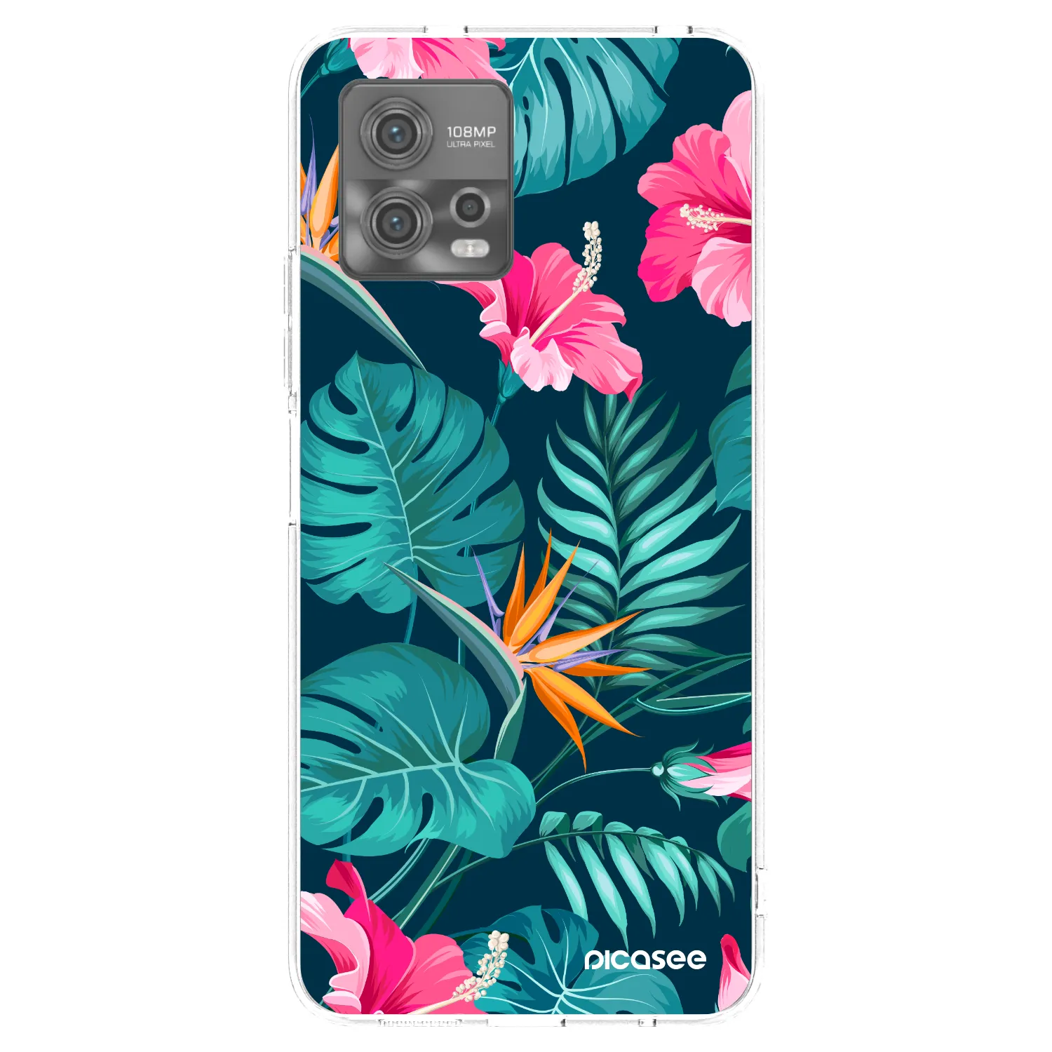 Picasee Motorola Moto G72 Hülle - Transparentes Silikon - Pink Monstera