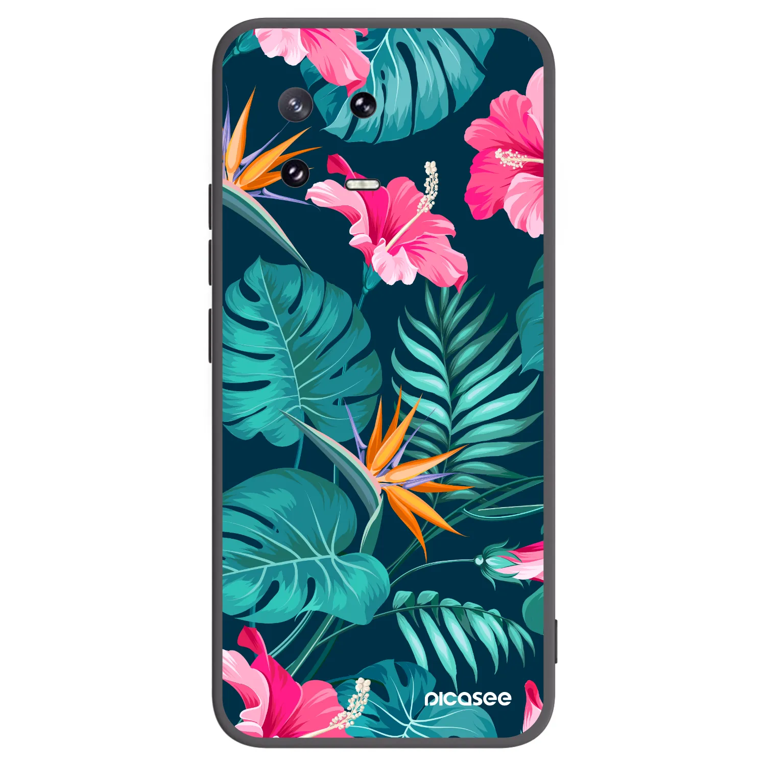 Picasee Xiaomi 13 Pro Hülle - Schwarzes Silikon - Pink Monstera