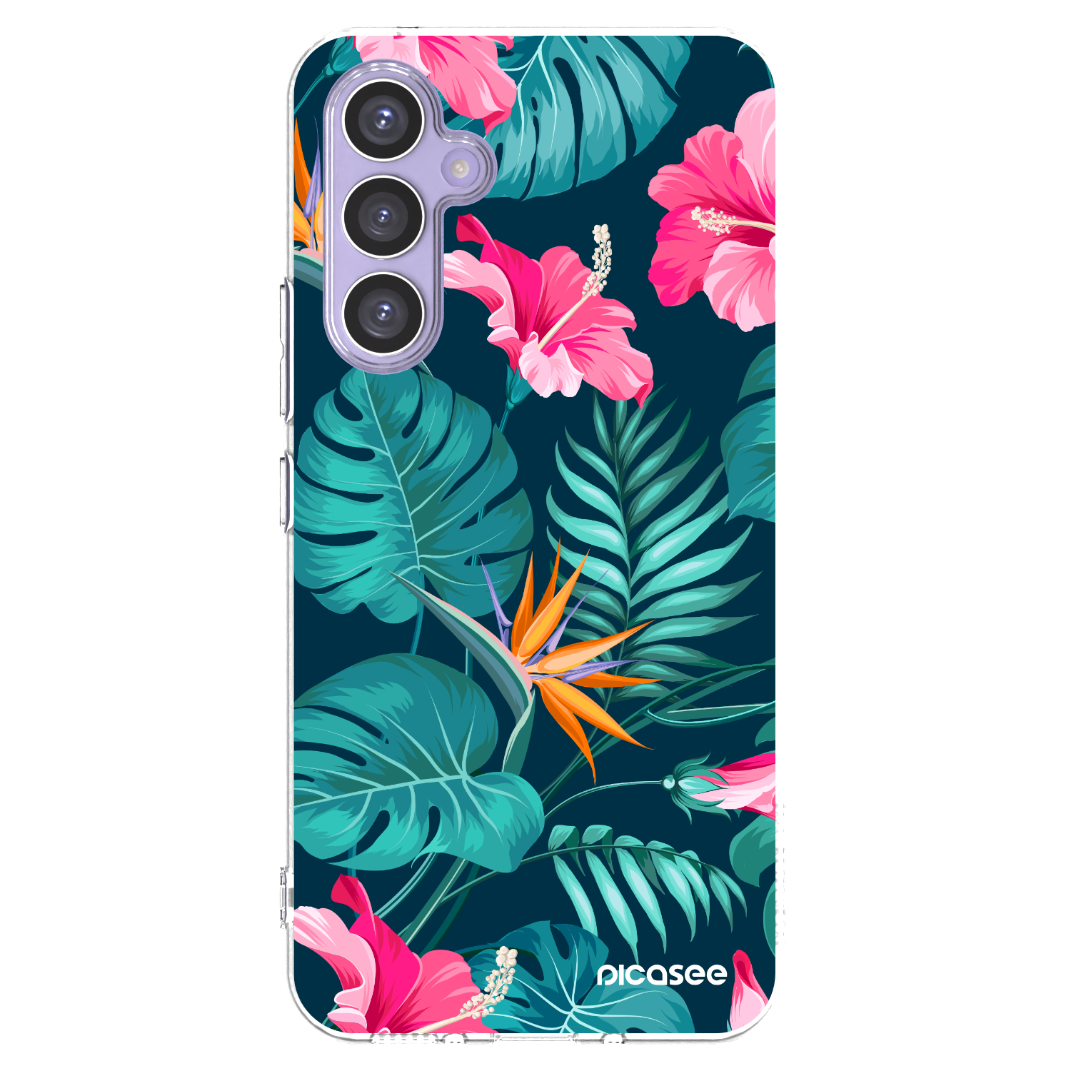 Picasee Samsung Galaxy A54 5G A546B Hülle - Transparentes Silikon - Pink Monstera