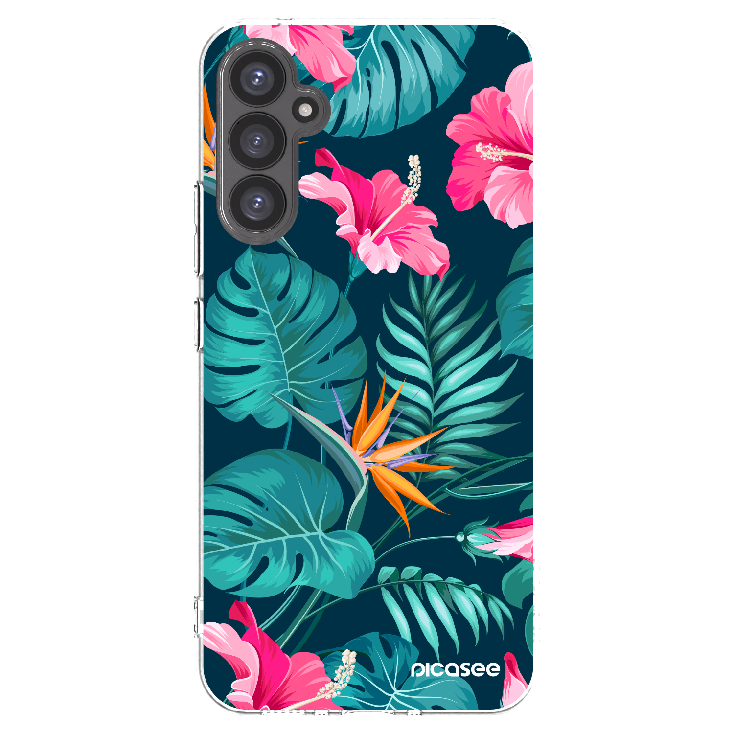 Picasee Samsung Galaxy A34 5G A346B Hülle - Transparentes Silikon - Pink Monstera