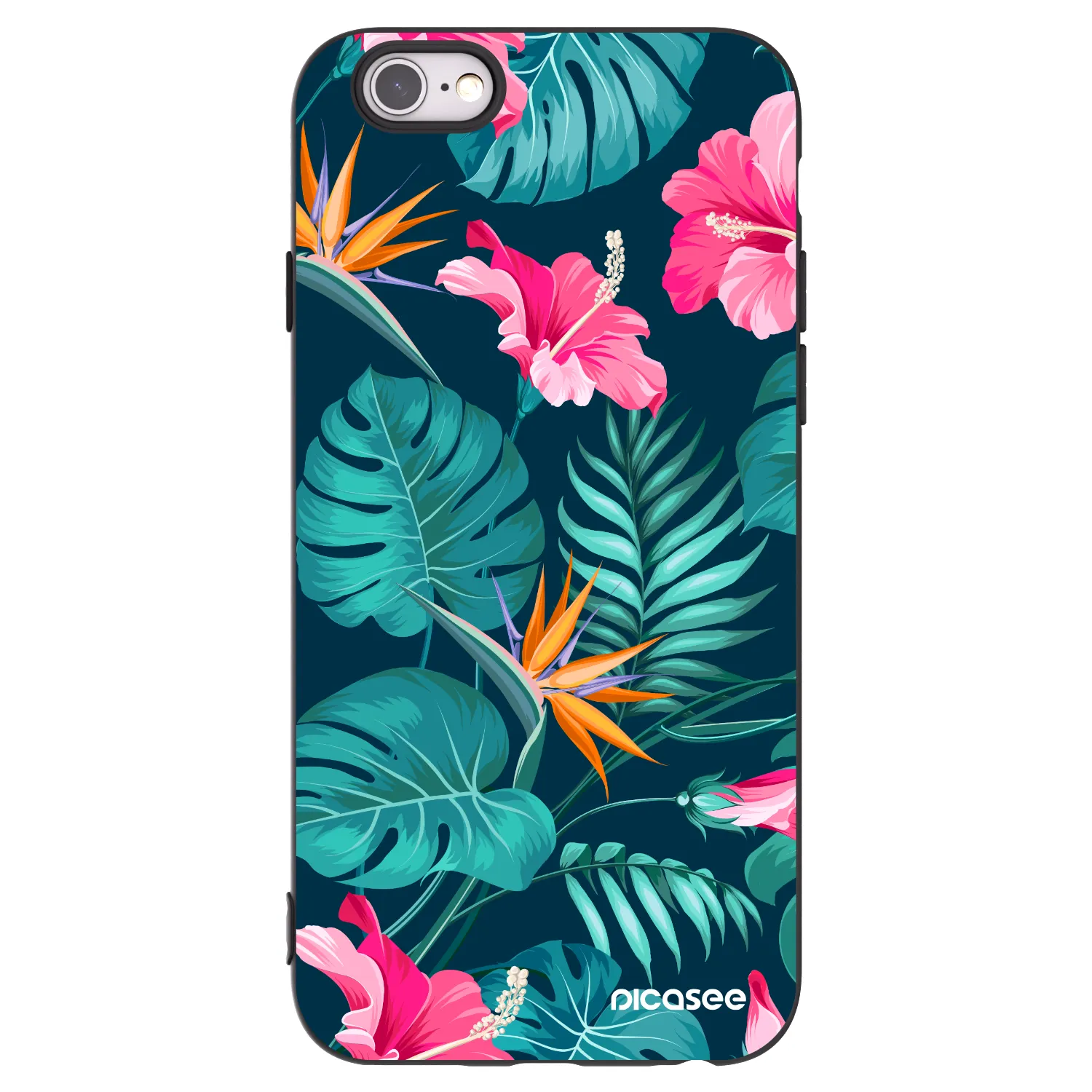 Picasee Apple iPhone 6/6S Hülle - Schwarzes Silikon - Pink Monstera