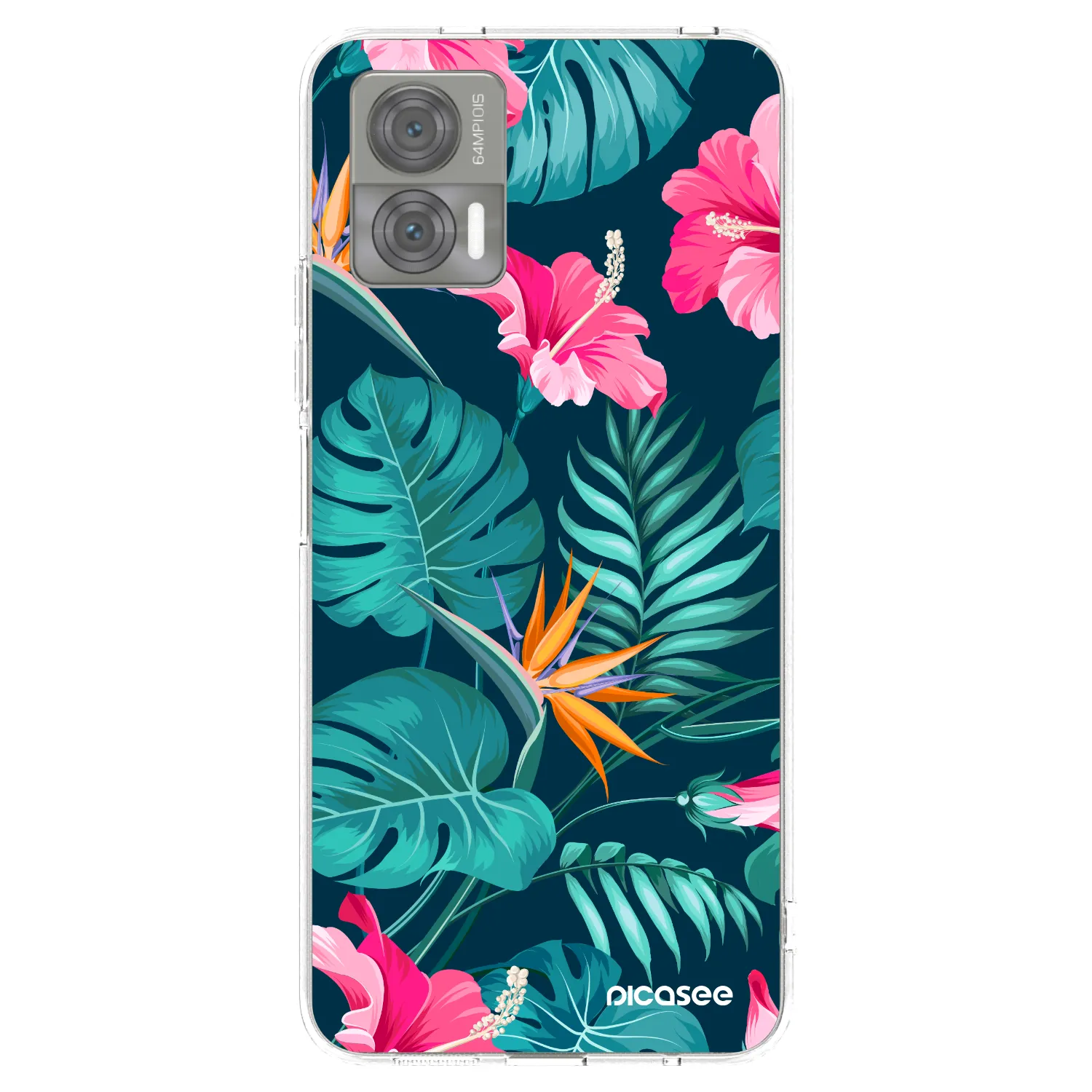 Picasee Motorola Edge 30 Neo Hülle - Transparentes Silikon - Pink Monstera