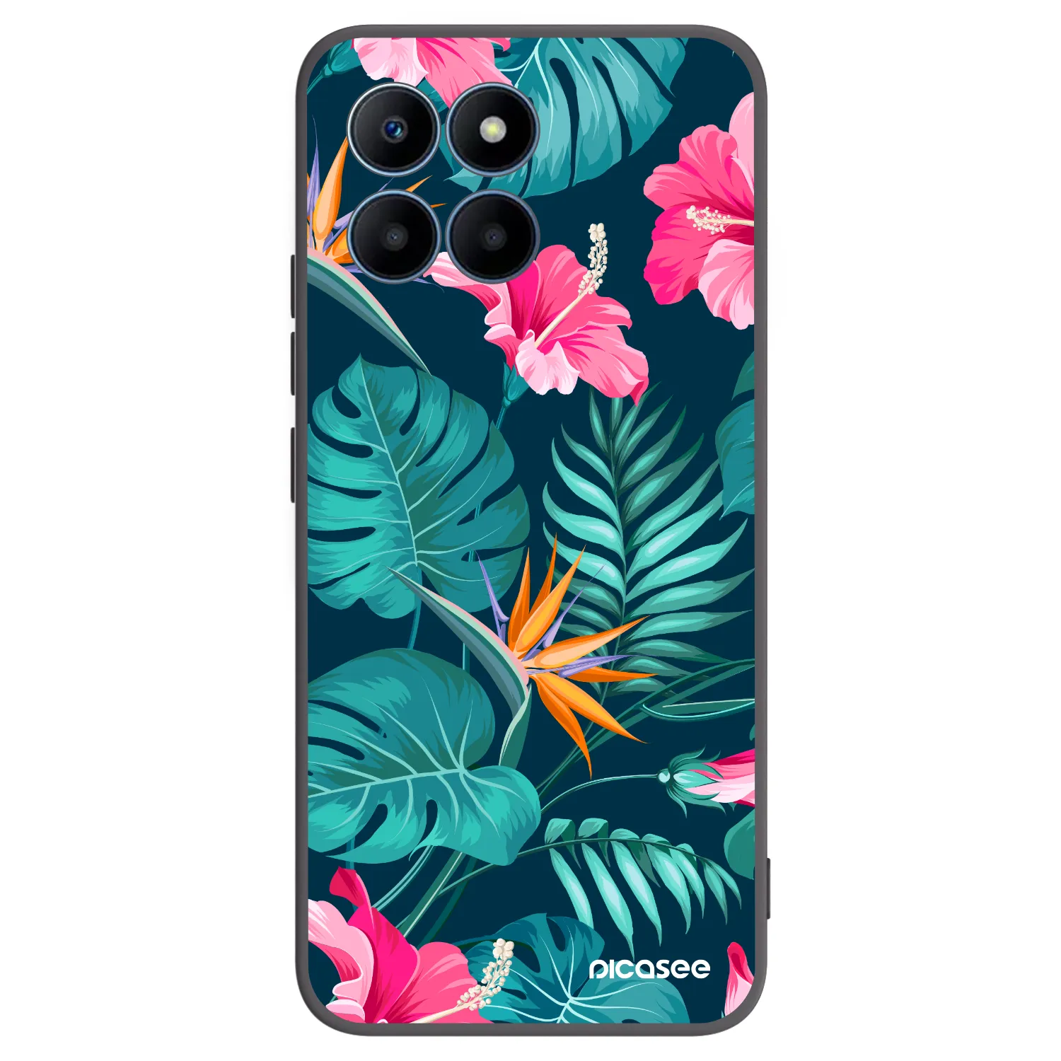 Picasee Honor 70 Lite Hülle - Schwarzes Silikon - Pink Monstera