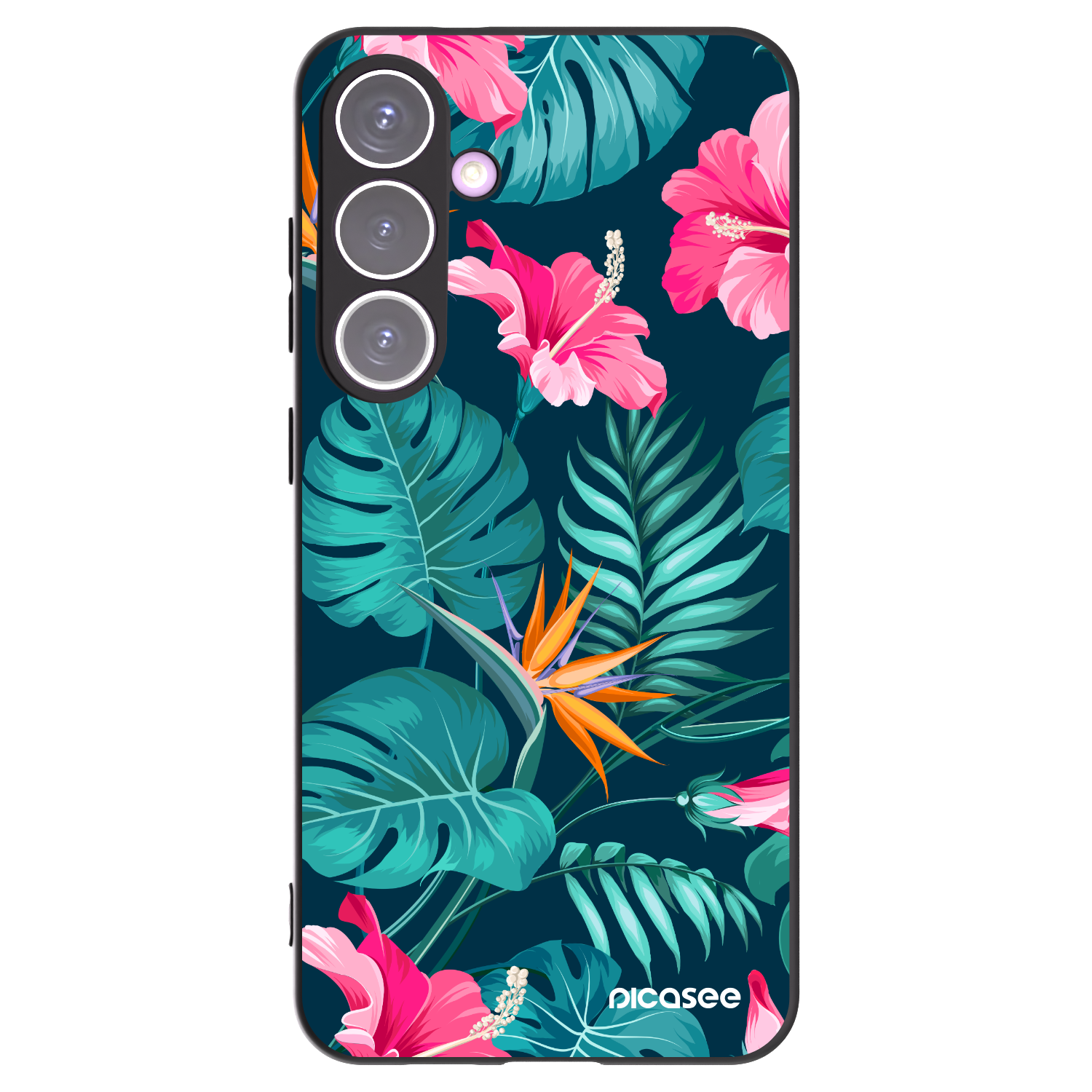 Picasee Samsung Galaxy S24+ S926B 5G Hülle - Schwarzes Silikon - Pink Monstera