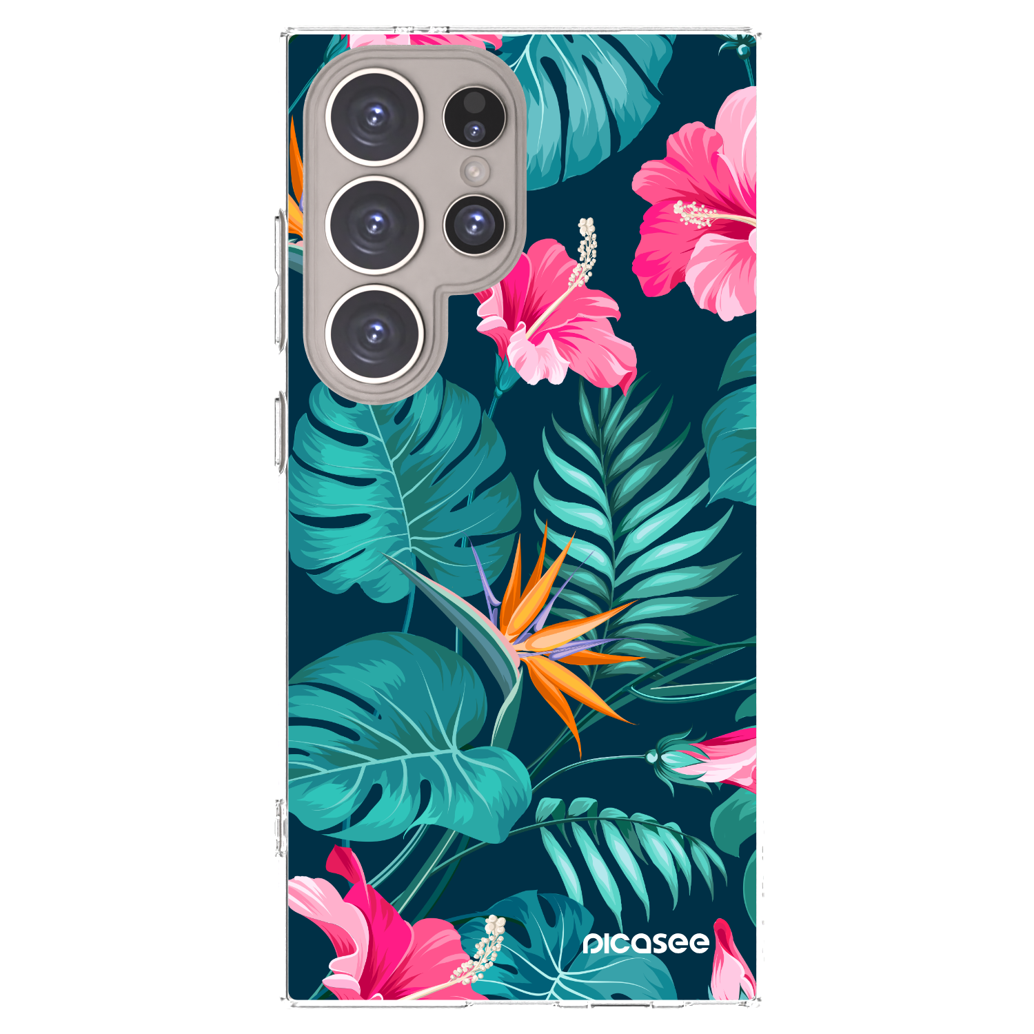 Picasee Samsung Galaxy S24 Ultra S928B 5G Hülle - Transparentes Silikon - Pink Monstera