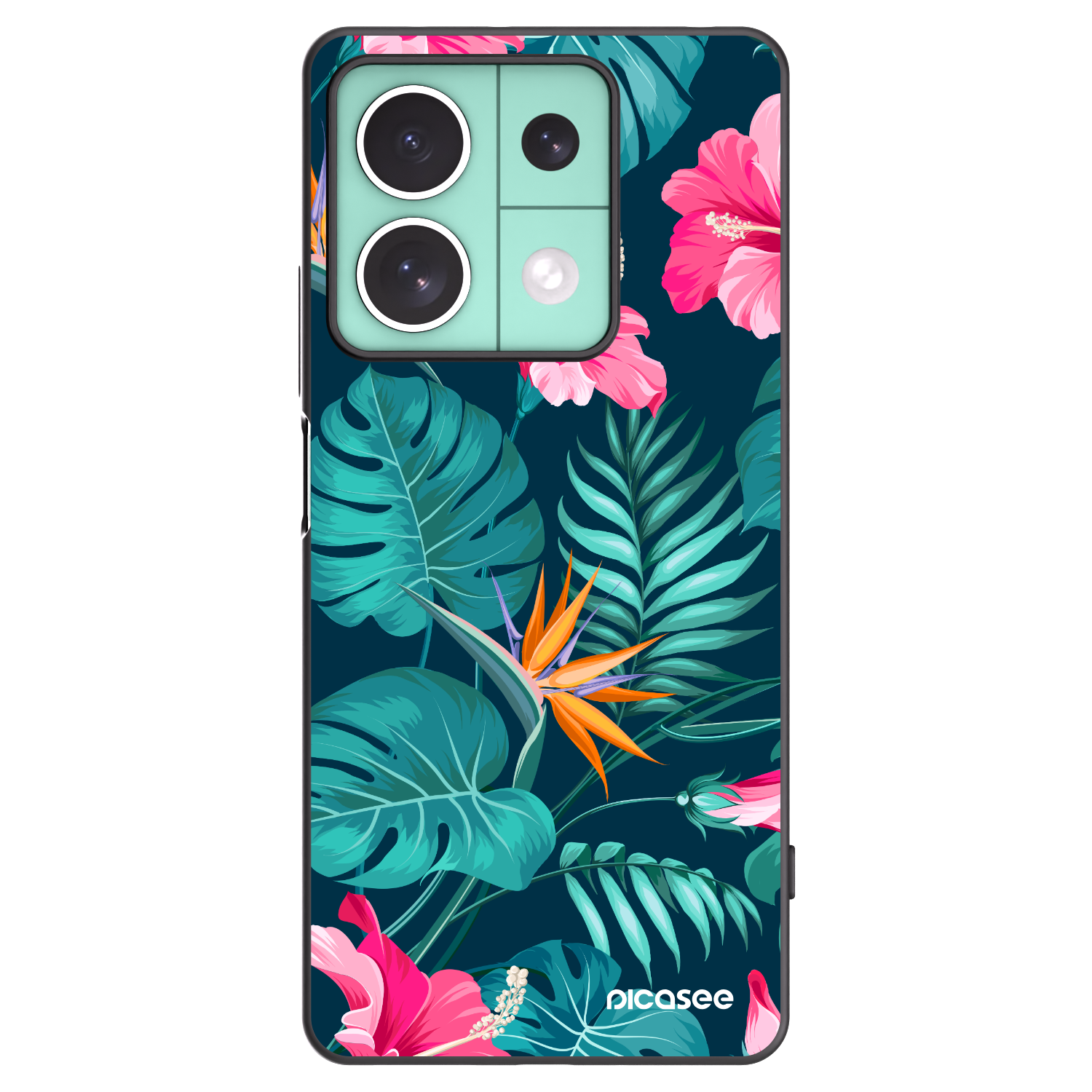 Picasee Xiaomi Redmi Note 13 5G Hülle - Schwarzes Silikon - Pink Monstera
