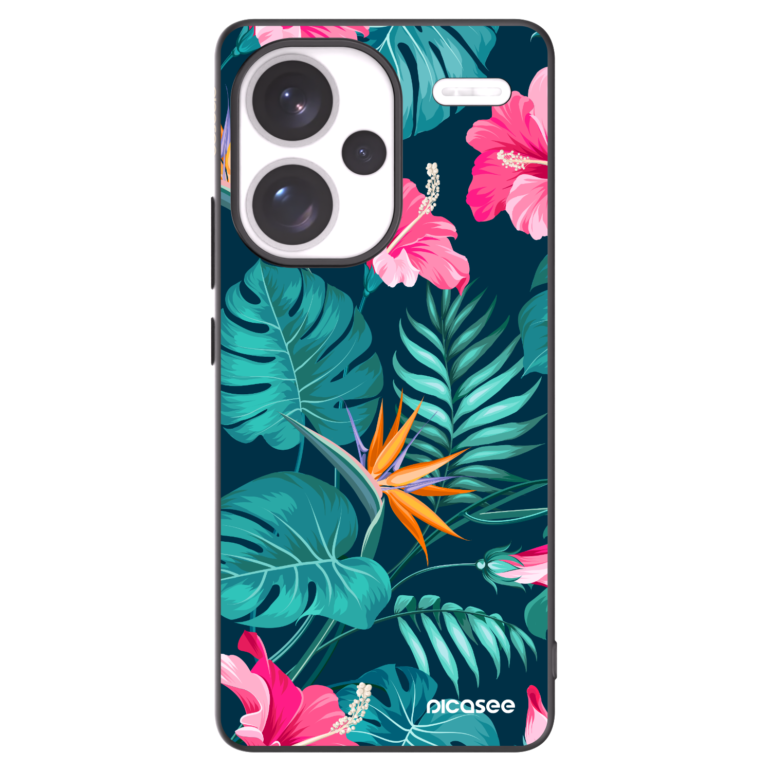 Picasee Xiaomi Redmi Note 13 Pro+ 5G Hülle - Schwarzes Silikon - Pink Monstera