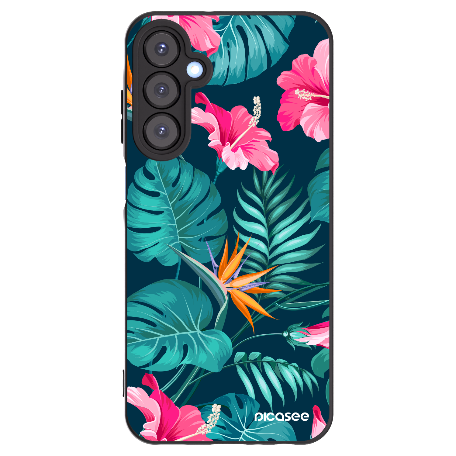 Picasee Samsung Galaxy A25 A256B 5G Hülle - Schwarzes Silikon - Pink Monstera