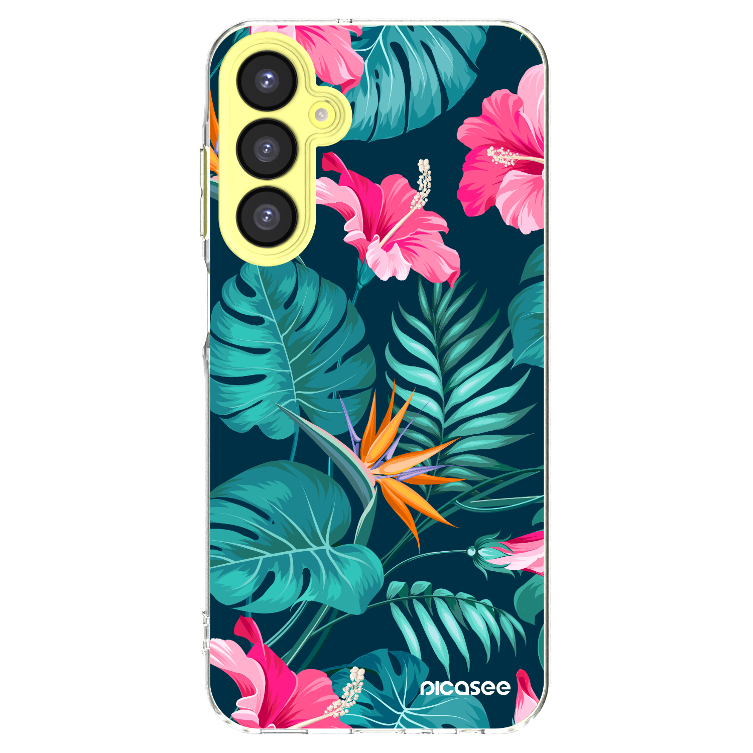 Picasee Samsung Galaxy A25 A256B 5G Hülle - Transparentes Silikon - Pink Monstera