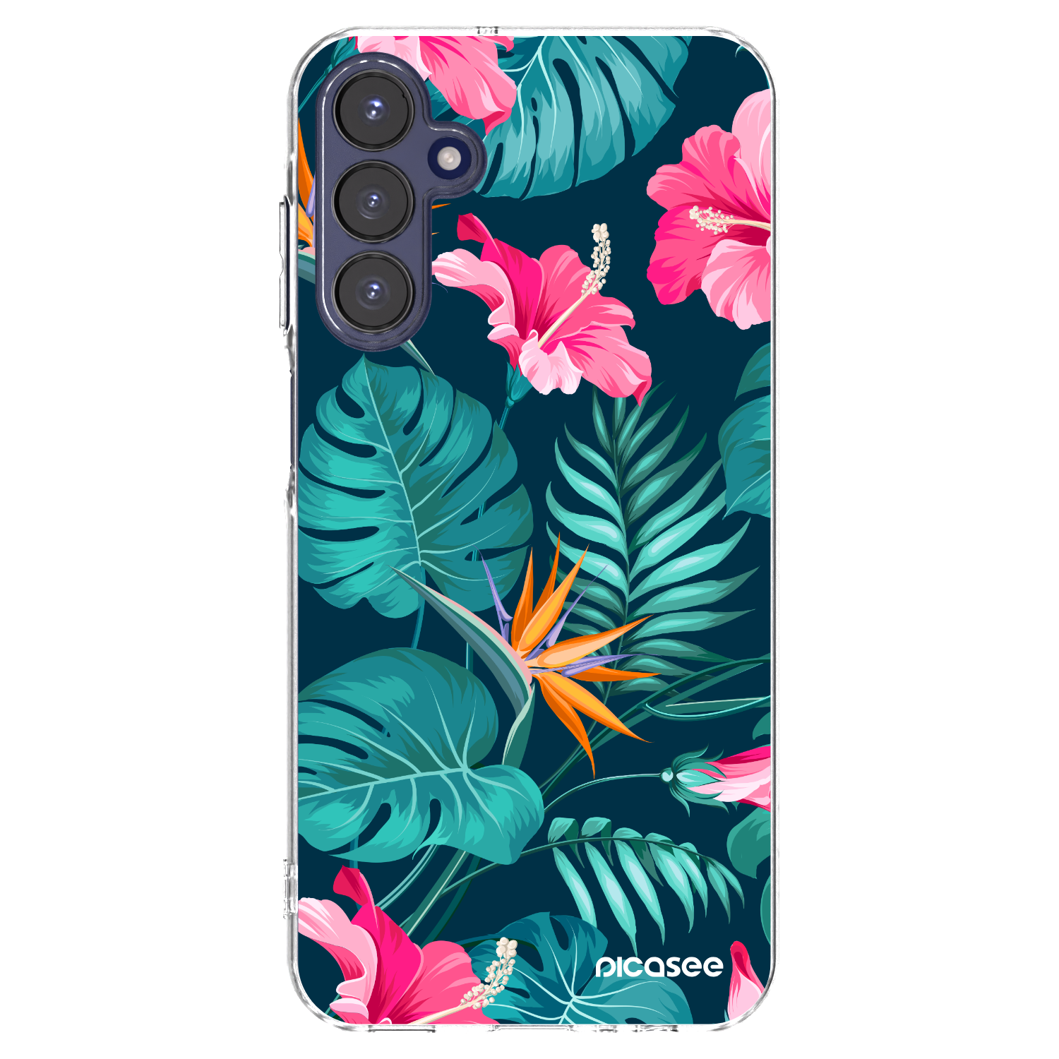 Picasee Samsung Galaxy A15 A155F 4G Hülle - Transparentes Silikon - Pink Monstera