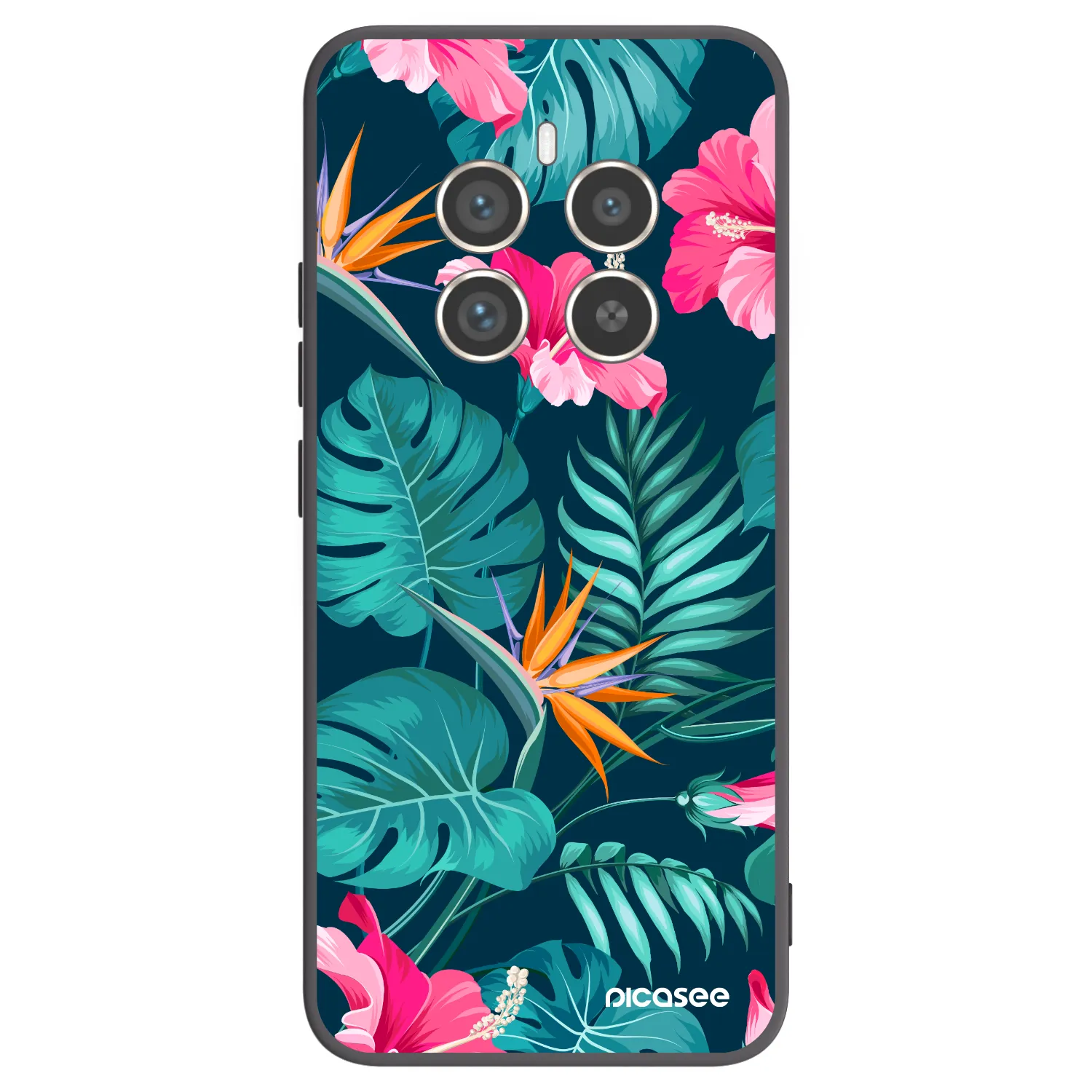 Picasee Realme 12 Pro 5G Hülle - Schwarzes Silikon - Pink Monstera