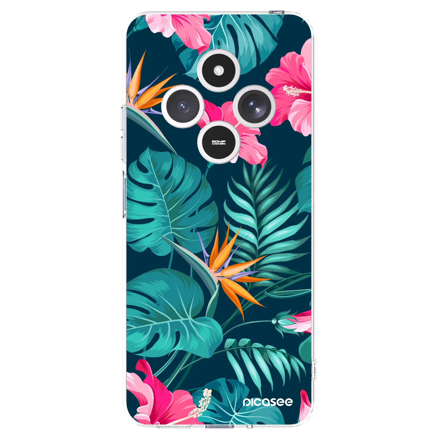 Picasee Xiaomi Redmi 14C Hülle - Transparentes Silikon - Pink Monstera