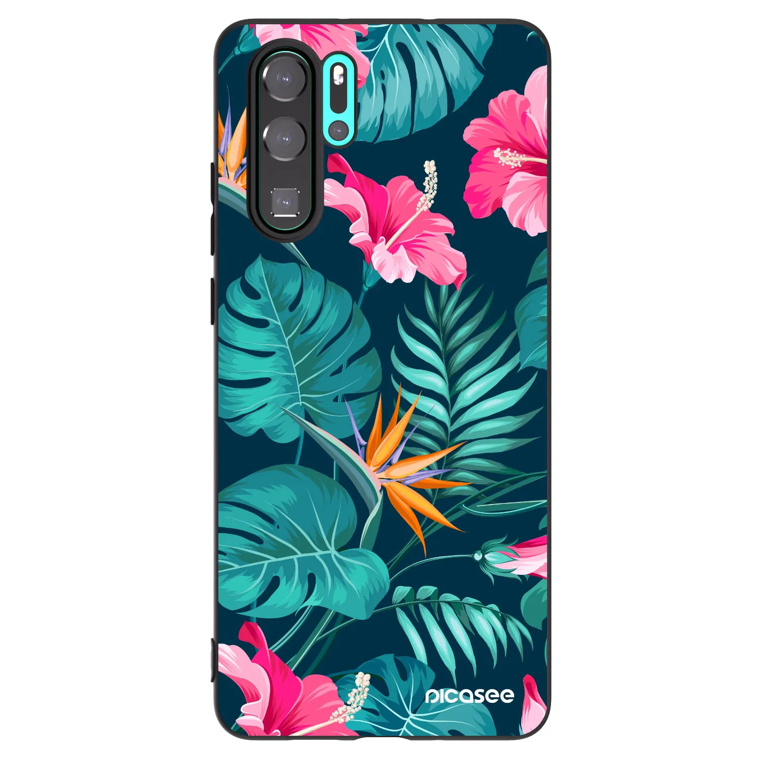 Picasee Huawei P30 Pro Hülle - Schwarzes Silikon - Pink Monstera