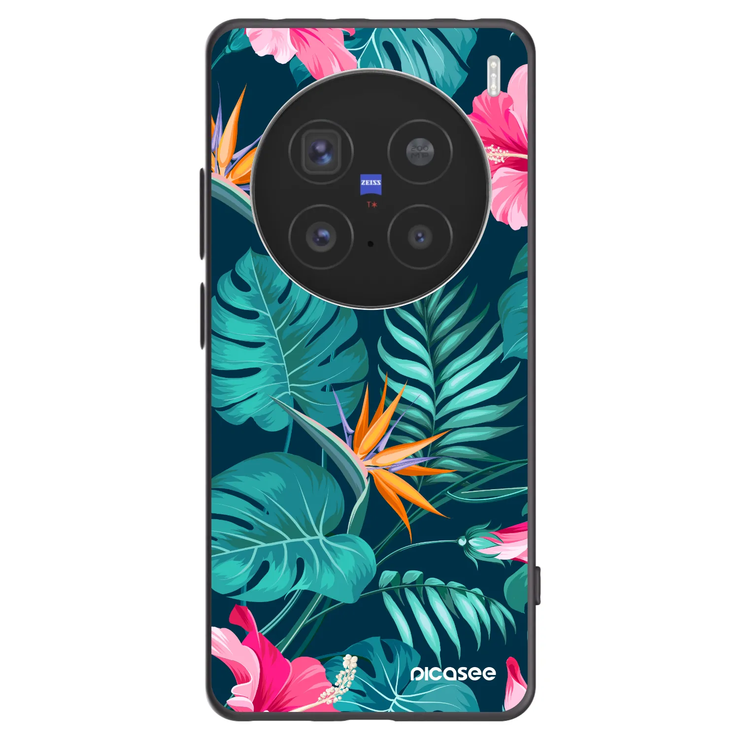 Picasee Vivo X200 Pro Hülle - Schwarzes Silikon - Pink Monstera