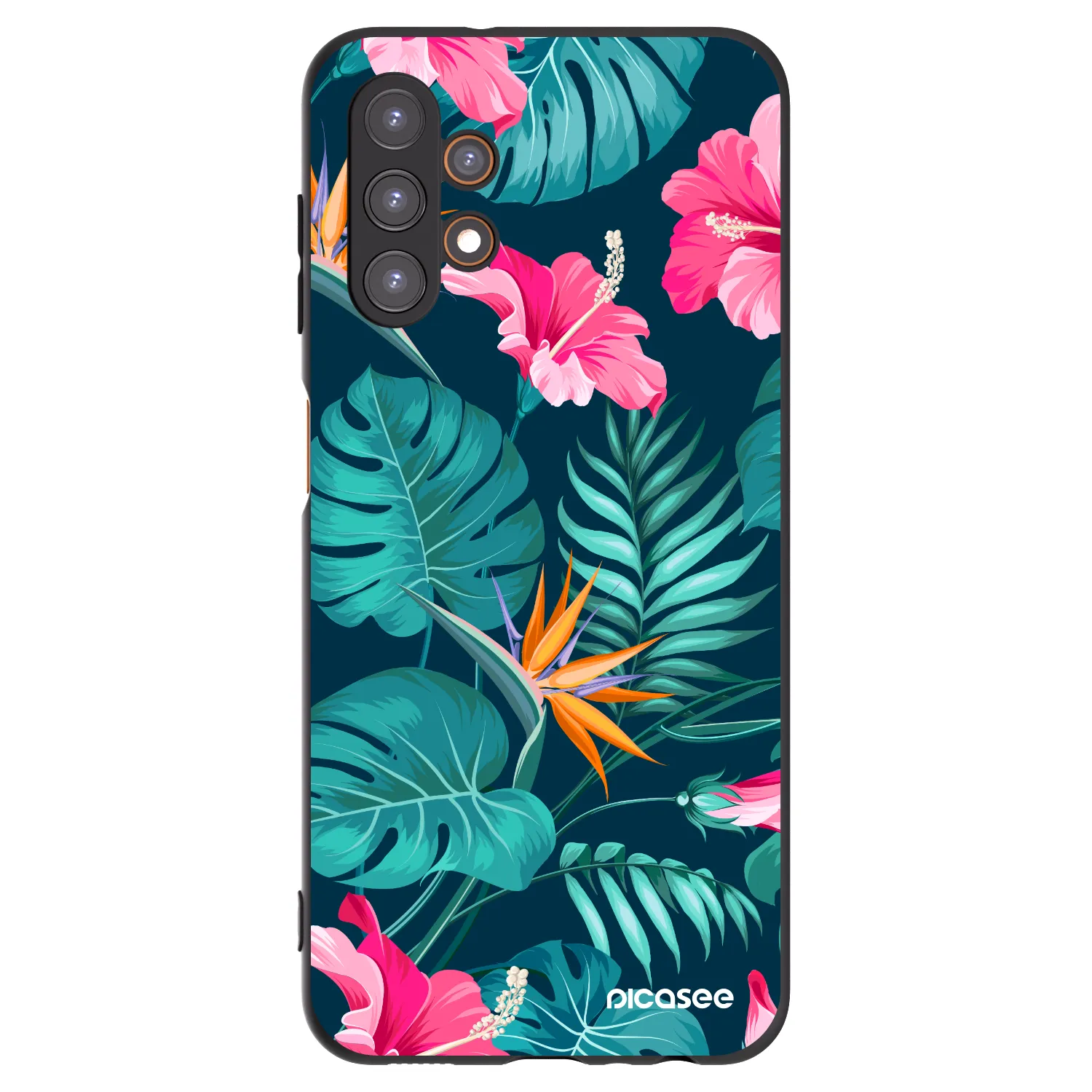 Picasee Samsung Galaxy A13 5G Hülle - Schwarzes Silikon - Pink Monstera