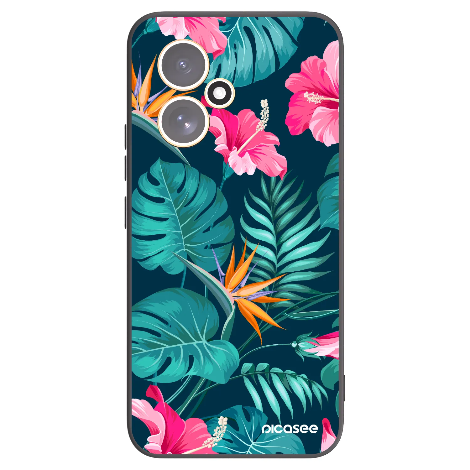 Picasee Honor 400 5G Hülle - Schwarzes Silikon - Pink Monstera