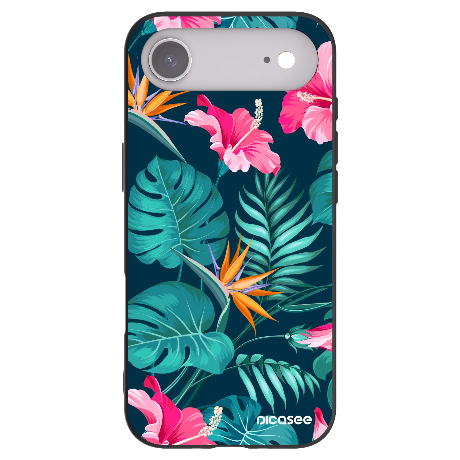 Picasee Apple iPhone Air Hülle - Schwarzes Silikon - Pink Monstera