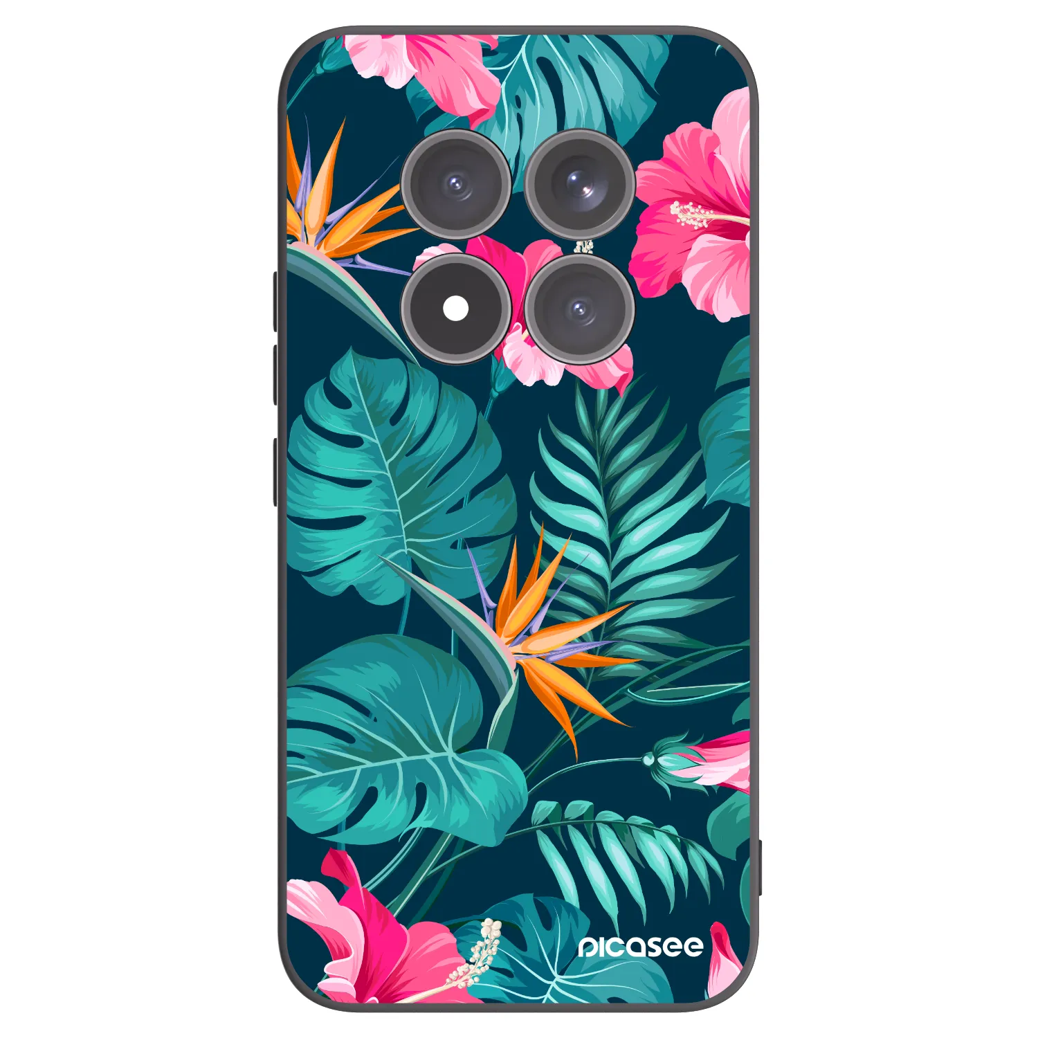 Picasee Xiaomi Redmi Note 15 Pro+ Hülle - Schwarzes Silikon - Pink Monstera