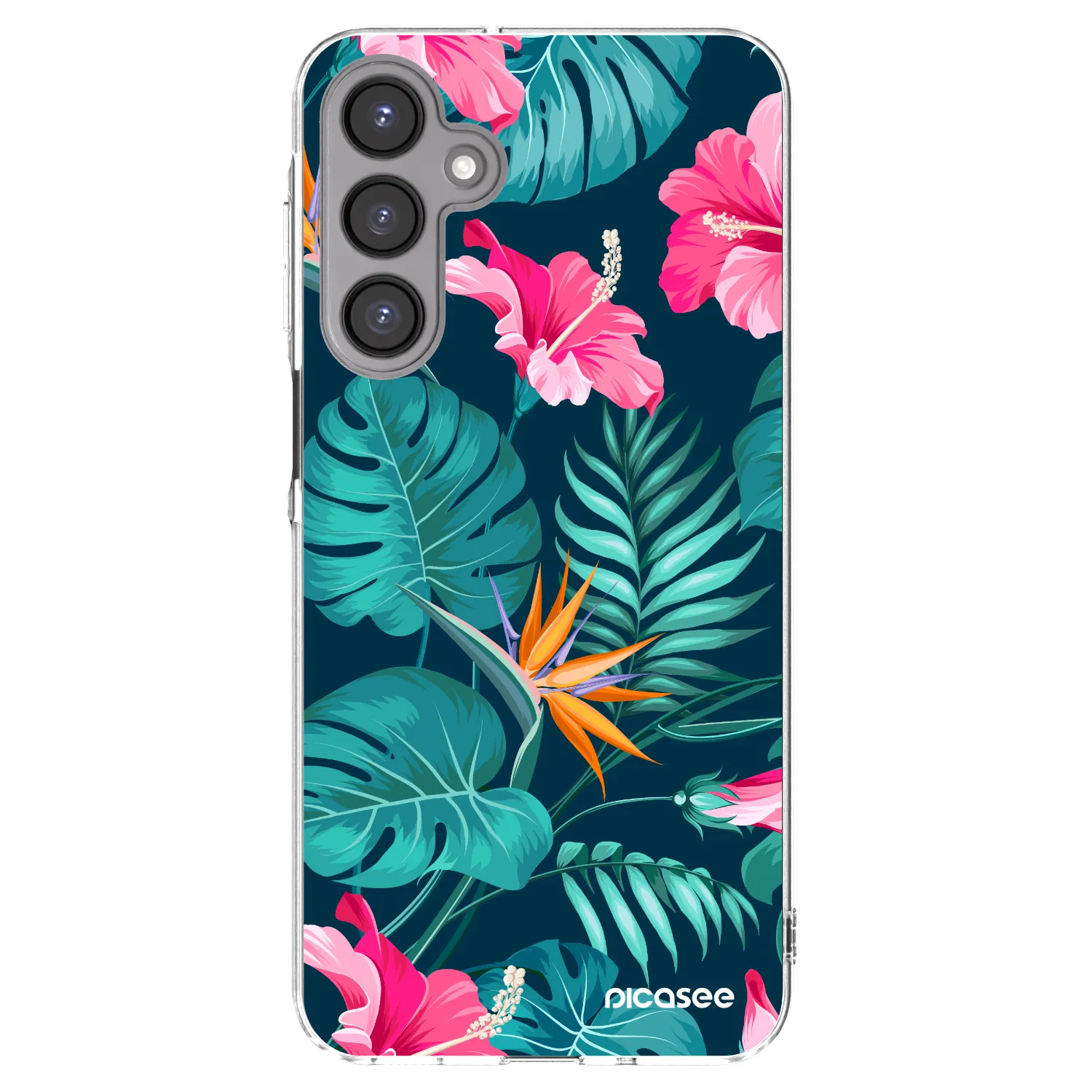 Picasee Samsung Galaxy A16 4G Hülle - Transparentes Silikon - Pink Monstera