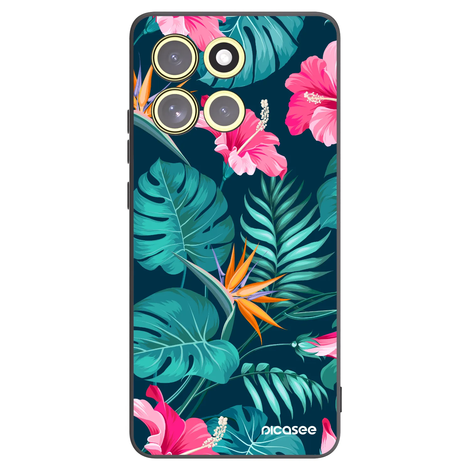 Picasee Motorola Moto G86 Power 5G Hülle - Schwarzes Silikon - Pink Monstera