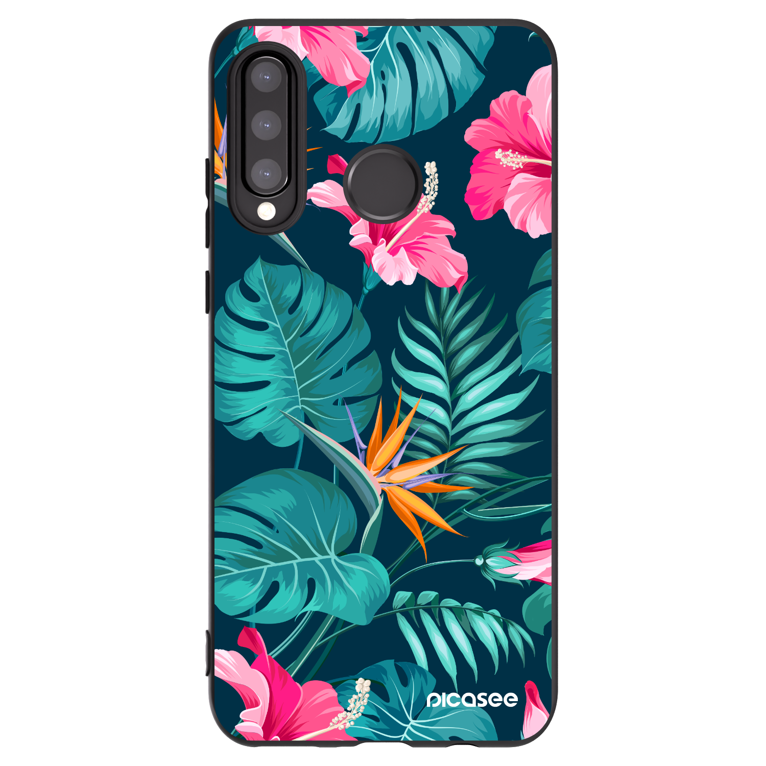 Picasee Huawei P30 Lite Hülle - Schwarzes Silikon - Pink Monstera