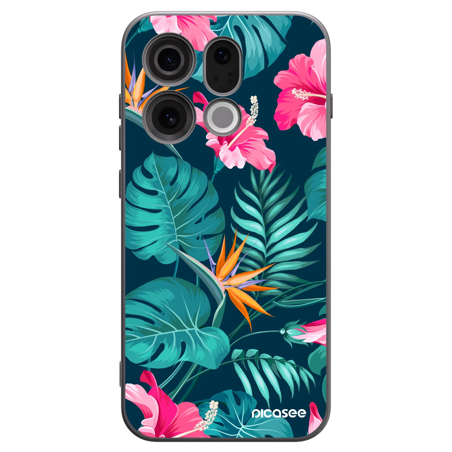 Picasee OPPO Find X9 Hülle - Schwarzes Silikon - Pink Monstera