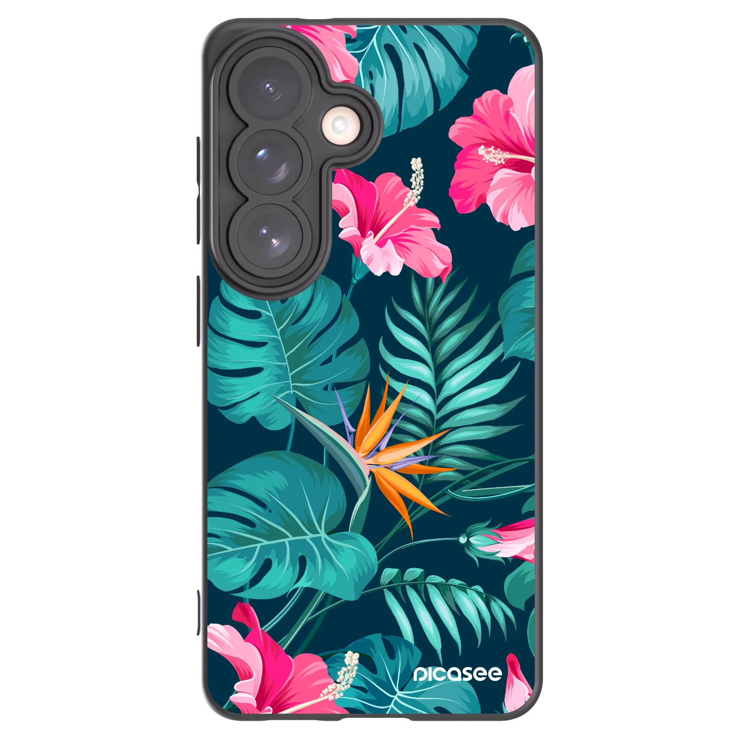 Picasee Samsung Galaxy S26 Hülle - Schwarzes Silikon - Pink Monstera