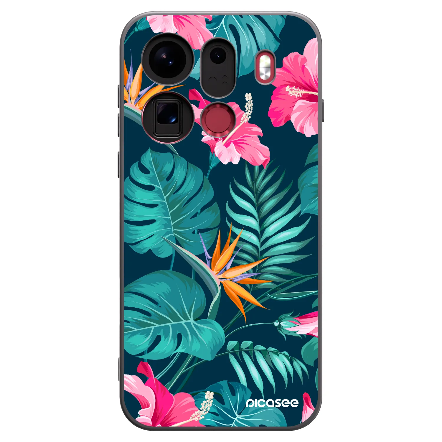 Picasee OPPO Find X9 Pro Hülle - Schwarzes Silikon - Pink Monstera