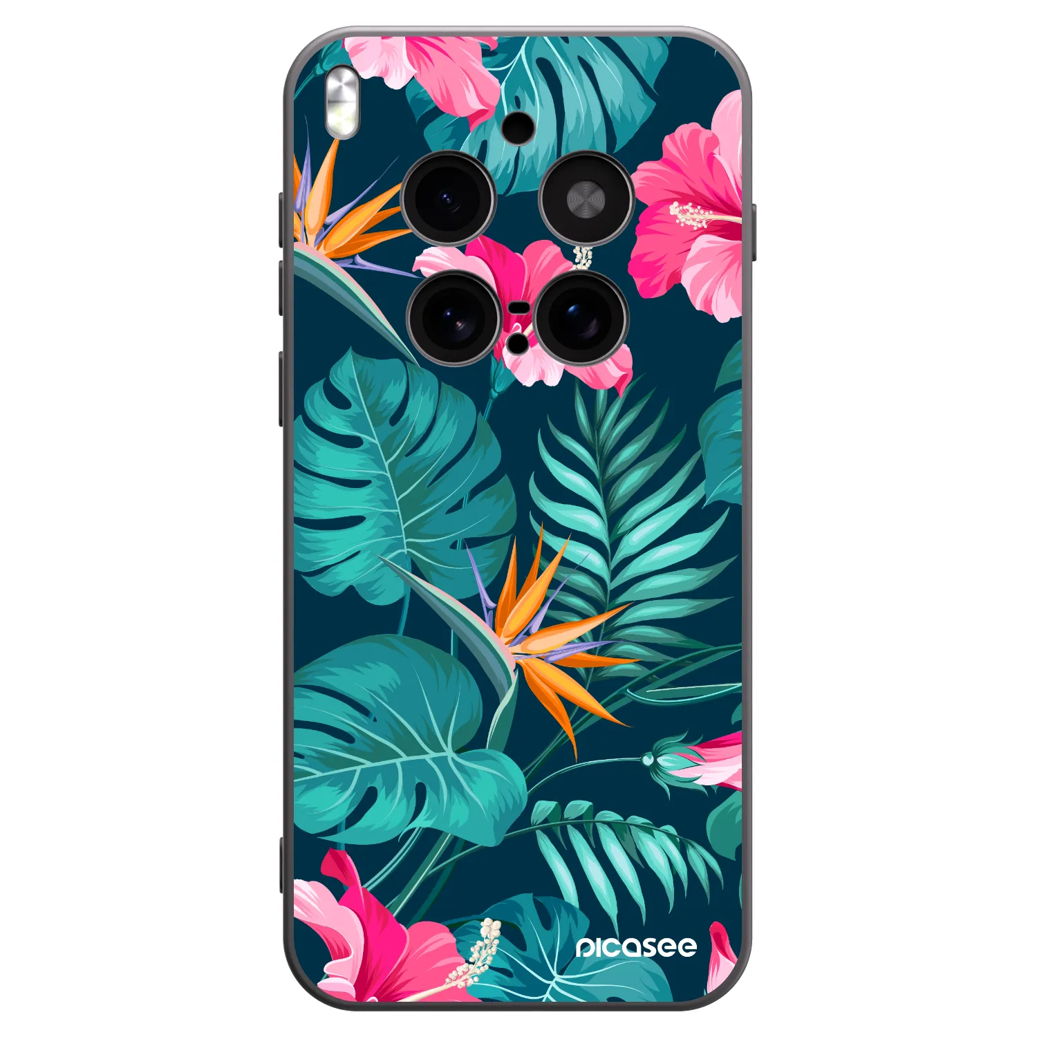 Picasee Vivo X300 Pro Hülle - Schwarzes Silikon - Pink Monstera