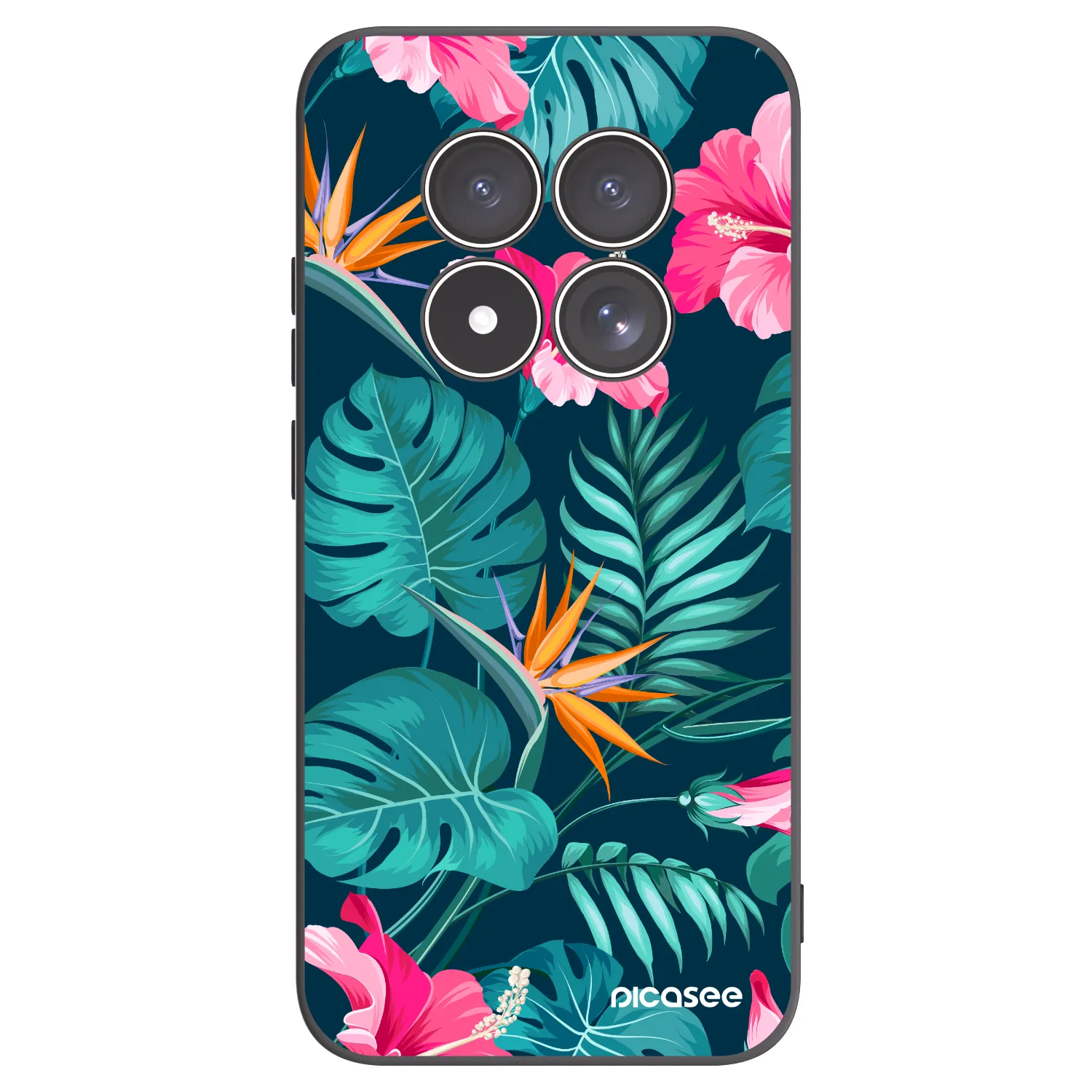 Picasee Xiaomi Redmi Note 15 Pro 5G Hülle - Schwarzes Silikon - Pink Monstera