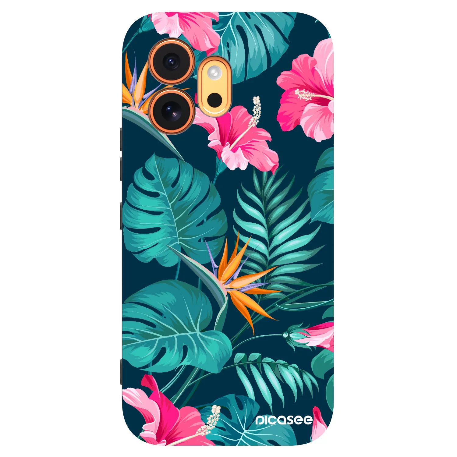 Picasee Honor 600 Hülle - Schwarzes Silikon - Pink Monstera