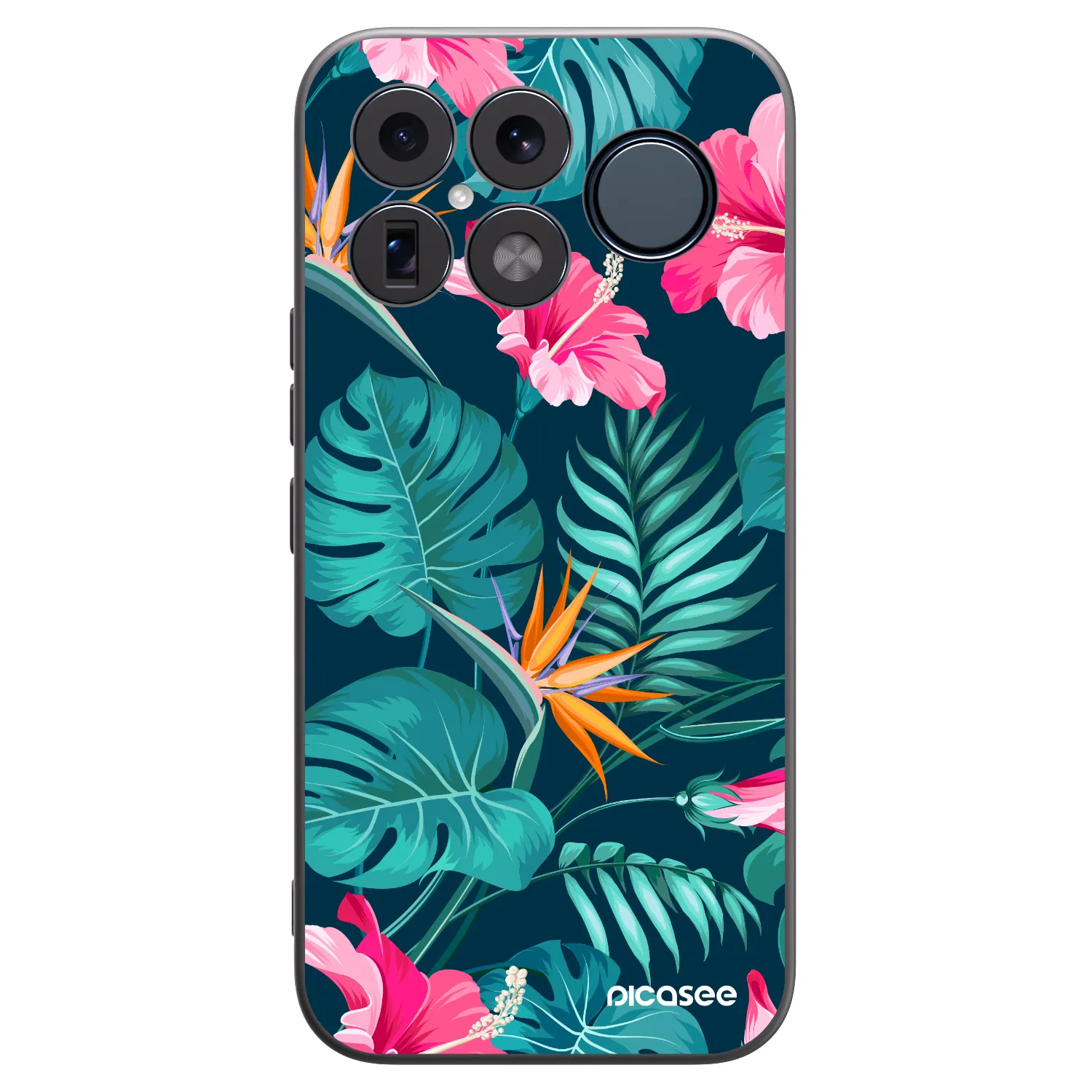 Picasee Xiaomi Poco F8 Ultra Hülle - Schwarzes Silikon - Pink Monstera