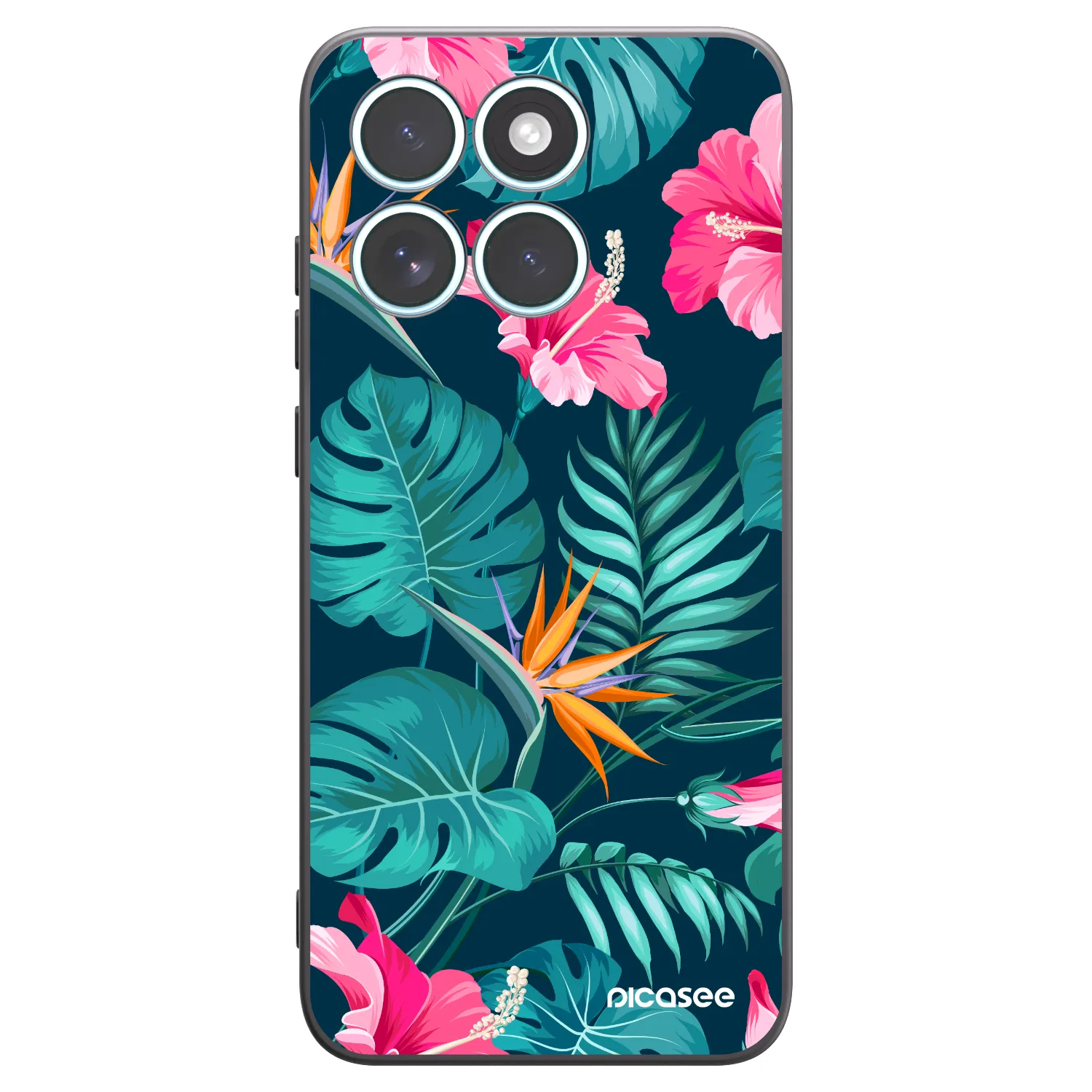 Picasee Motorola Edge 70 Fusion Hülle - Schwarzes Silikon - Pink Monstera