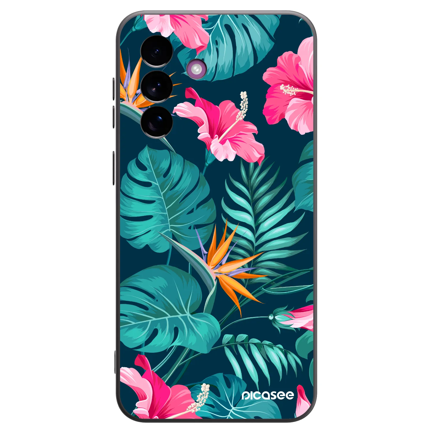 Picasee Samsung Galaxy A37 Hülle - Schwarzes Silikon - Pink Monstera