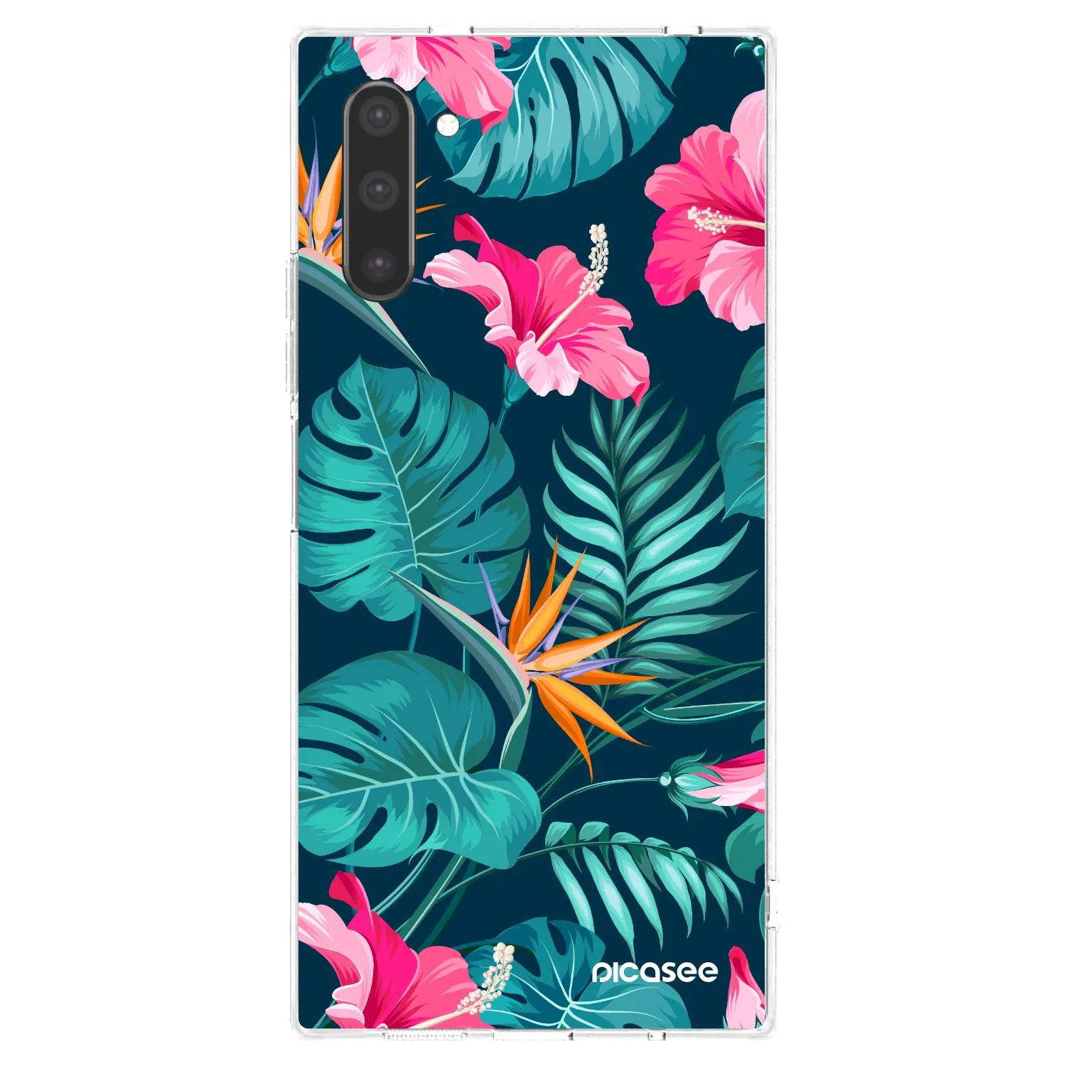 Picasee Samsung Galaxy Note 10 N970F Hülle - Transparentes Silikon - Pink Monstera