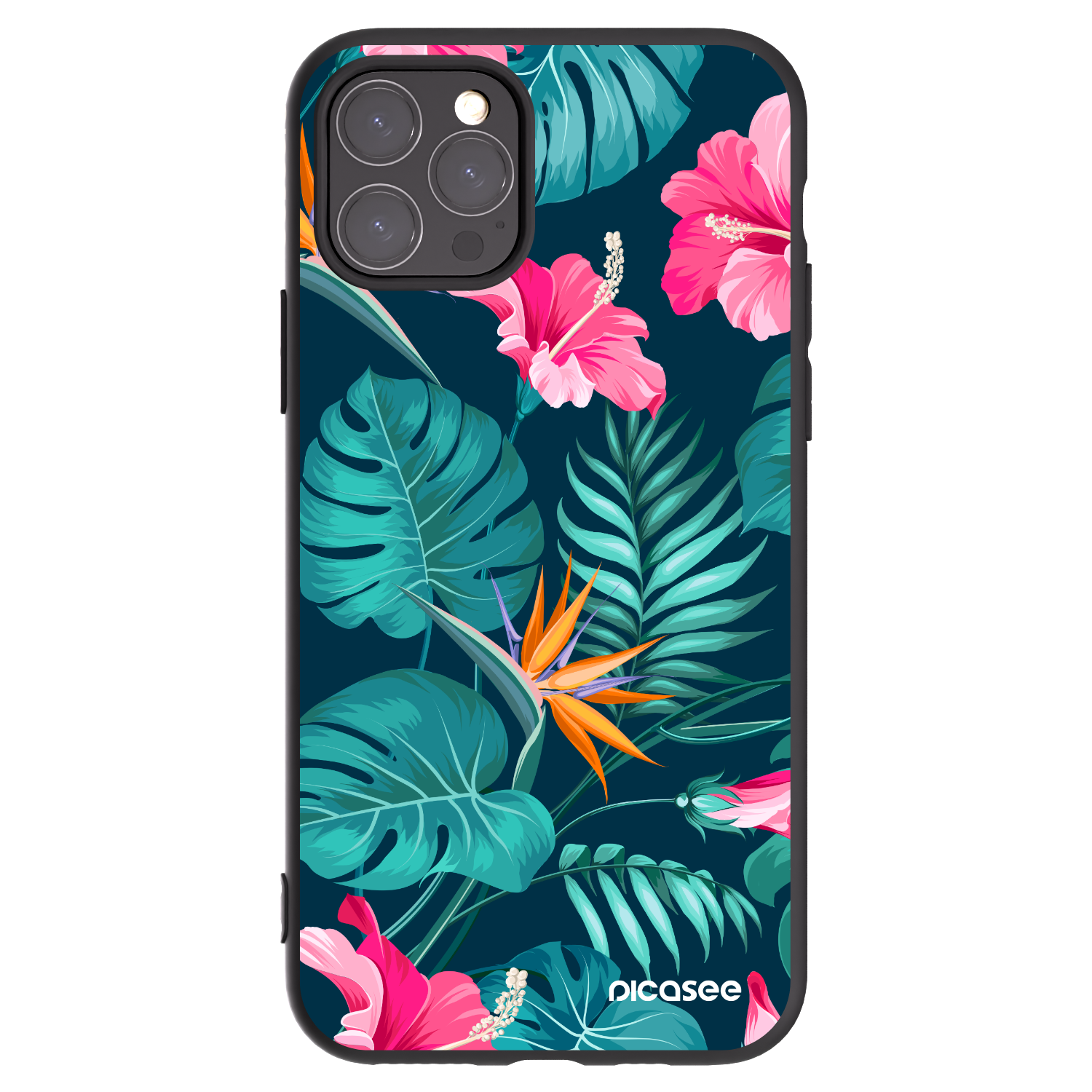 Picasee Apple iPhone 11 Pro Hülle - Schwarzes Silikon - Pink Monstera