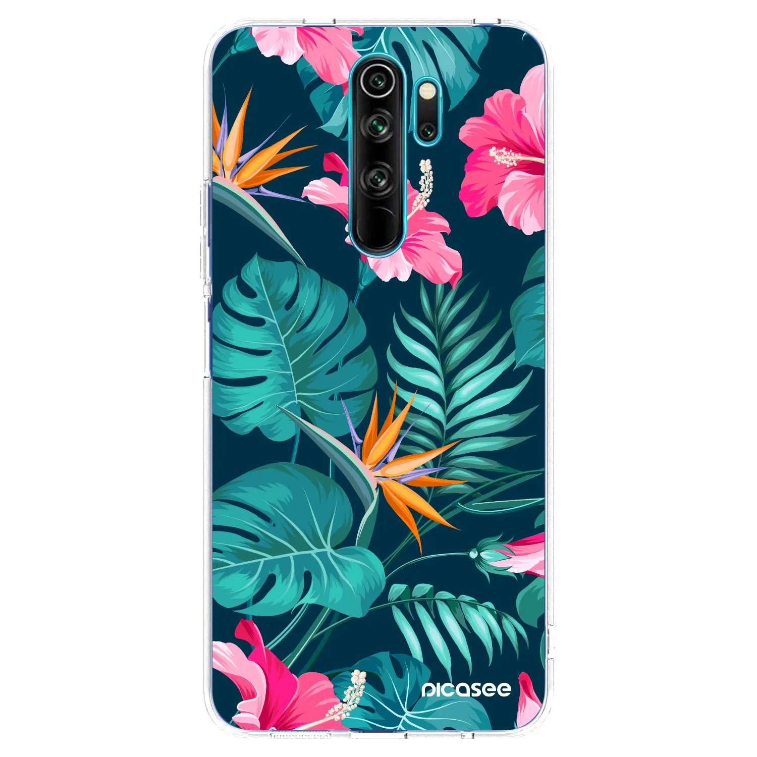 Picasee Xiaomi Redmi Note 8 Pro Hülle - Transparentes Silikon - Pink Monstera