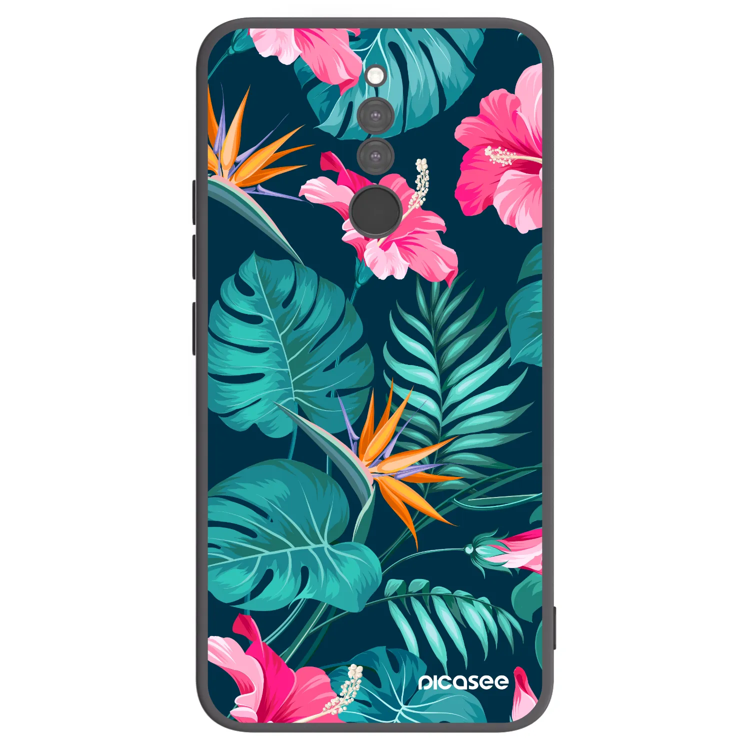 Picasee Xiaomi Redmi 8 Hülle - Schwarzes Silikon - Pink Monstera