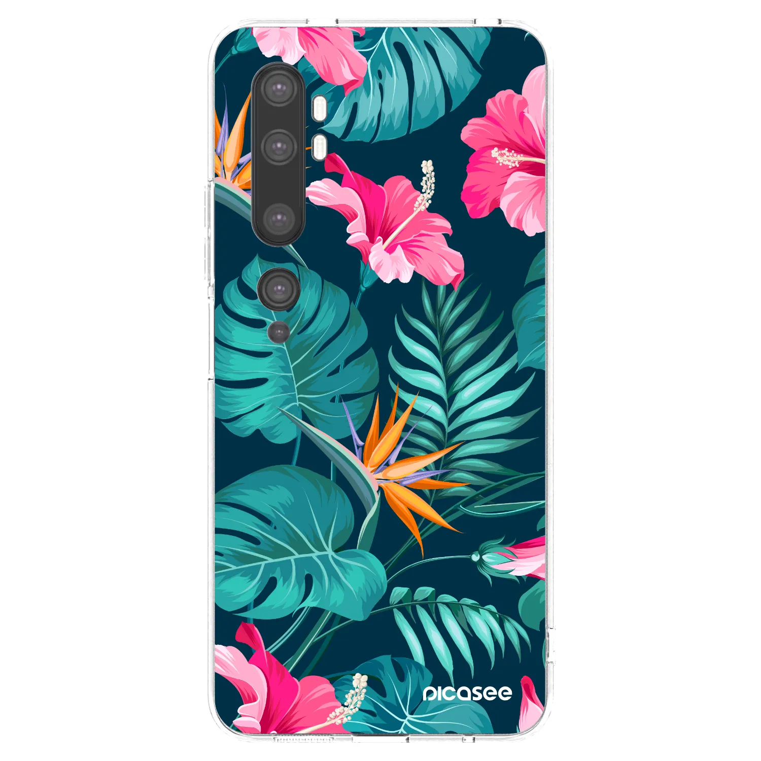 Picasee Xiaomi Mi Note 10 (Pro) Hülle - Transparentes Silikon - Pink Monstera
