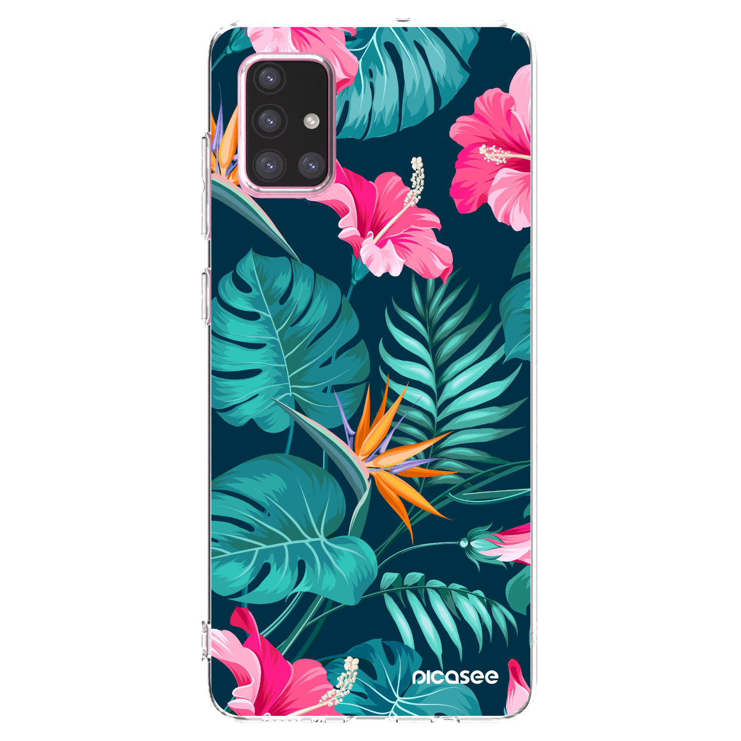 Picasee Samsung Galaxy A71 A715F Hülle - Transparentes Silikon - Pink Monstera