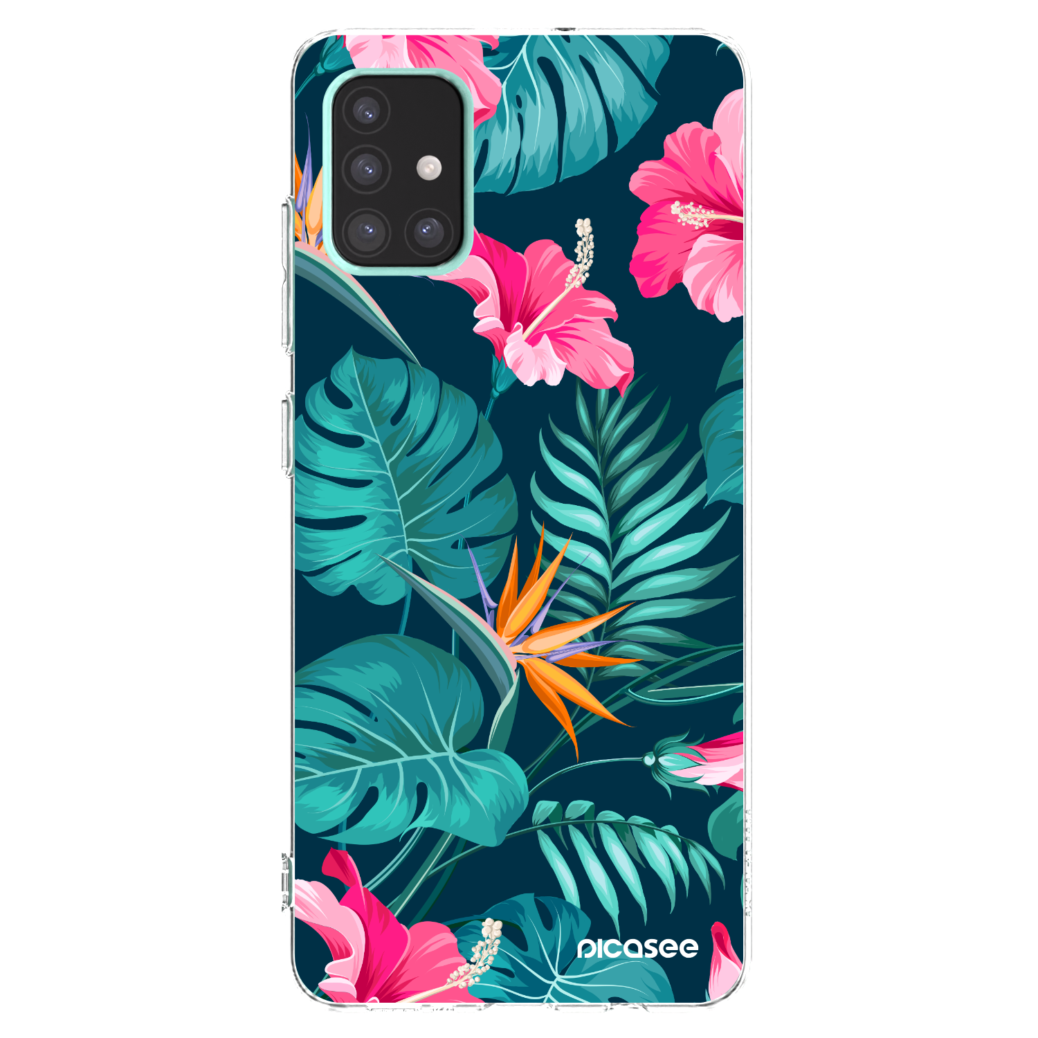 Picasee Samsung Galaxy A51 A515F Hülle - Transparentes Silikon - Pink Monstera