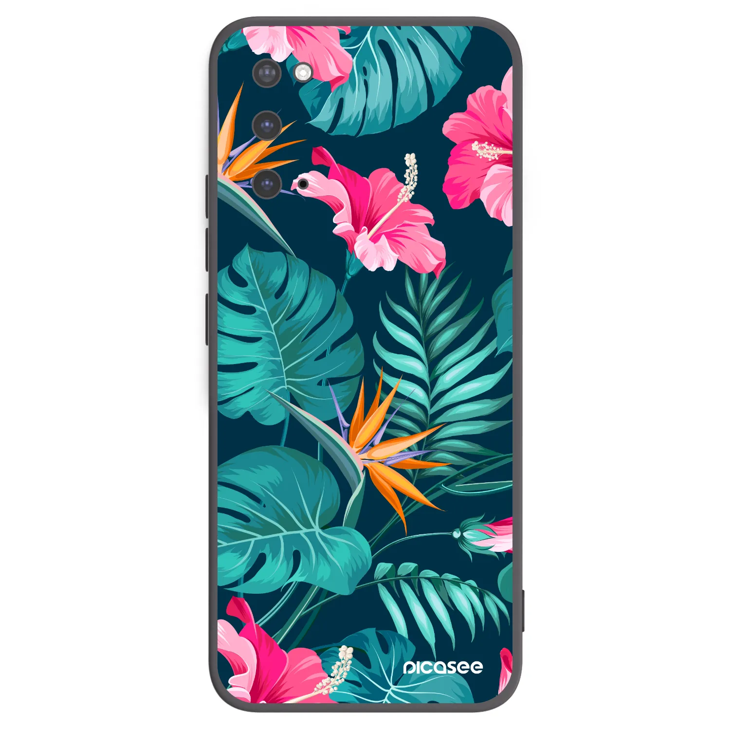 Picasee Samsung Galaxy S20 G980F Hülle - Schwarzes Silikon - Pink Monstera