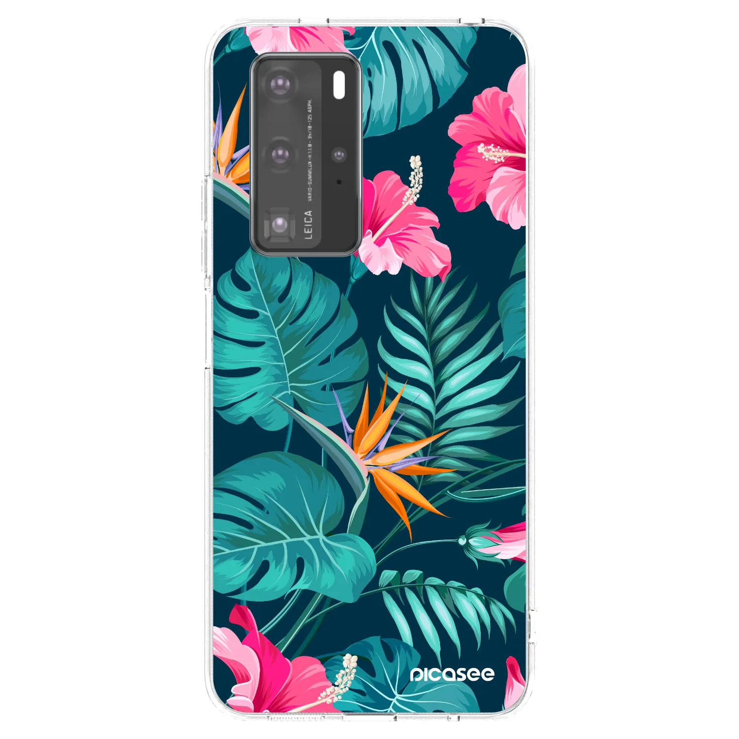 Picasee Huawei P40 Pro Hülle - Transparentes Silikon - Pink Monstera