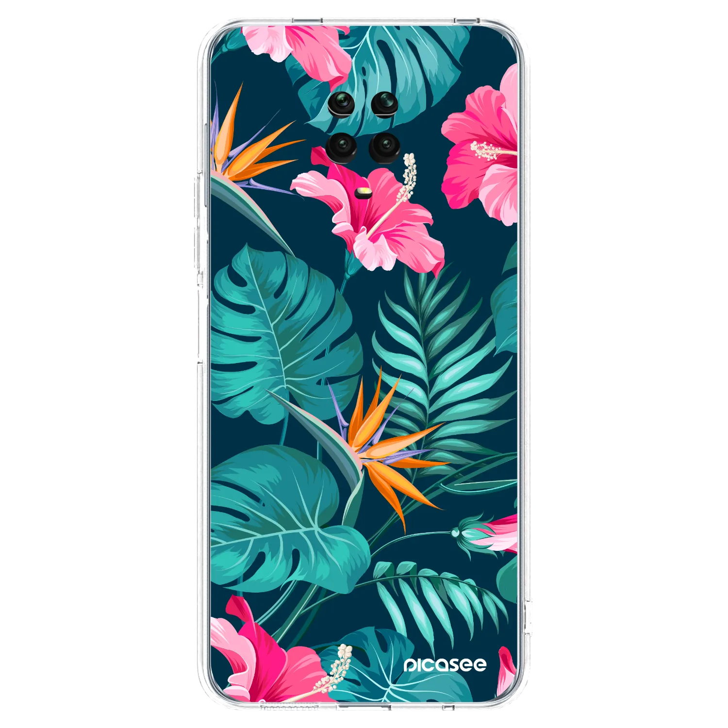 Picasee Xiaomi Redmi Note 9S Hülle - Transparentes Silikon - Pink Monstera