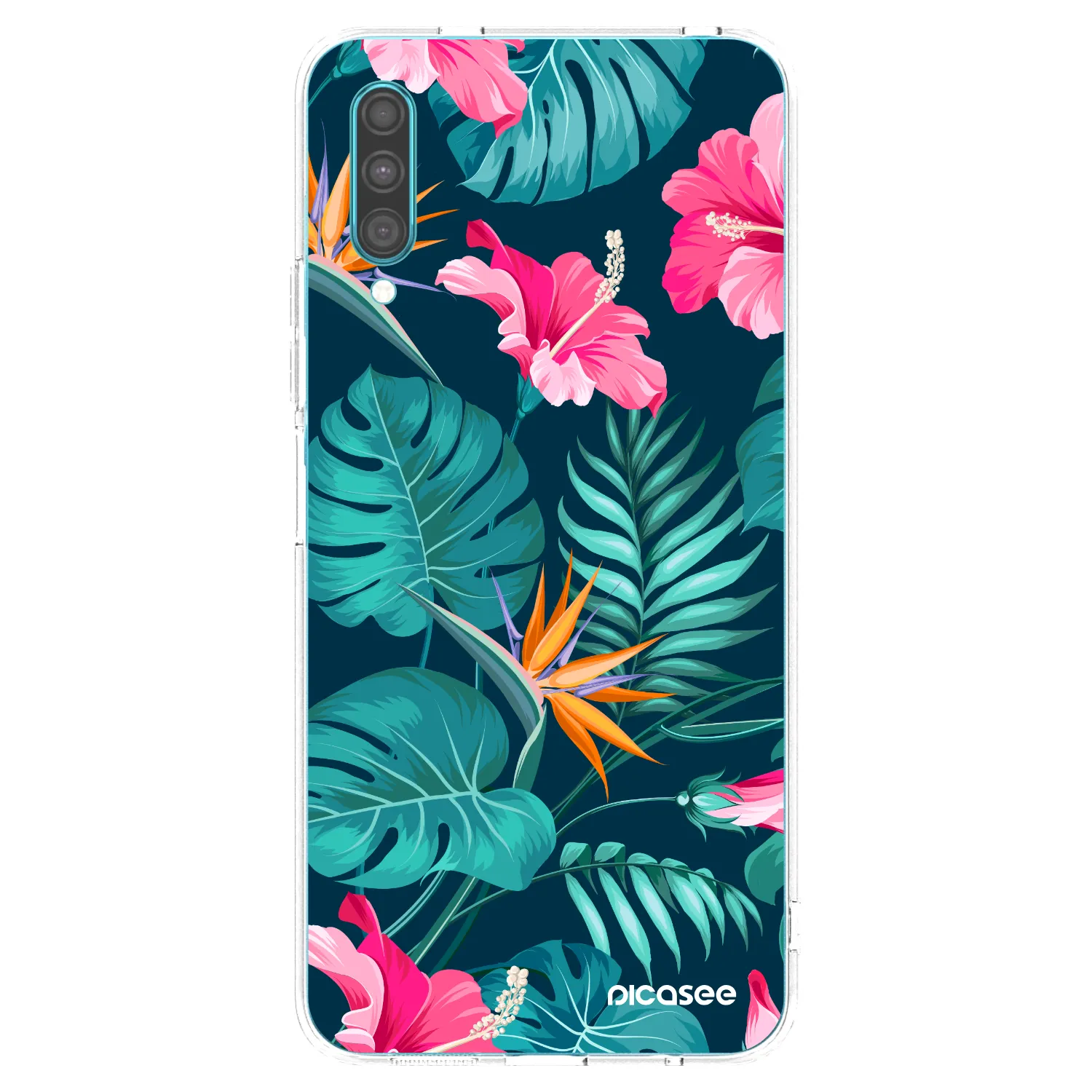 Picasee Samsung Galaxy A30s A307F Hülle - Transparentes Silikon - Pink Monstera