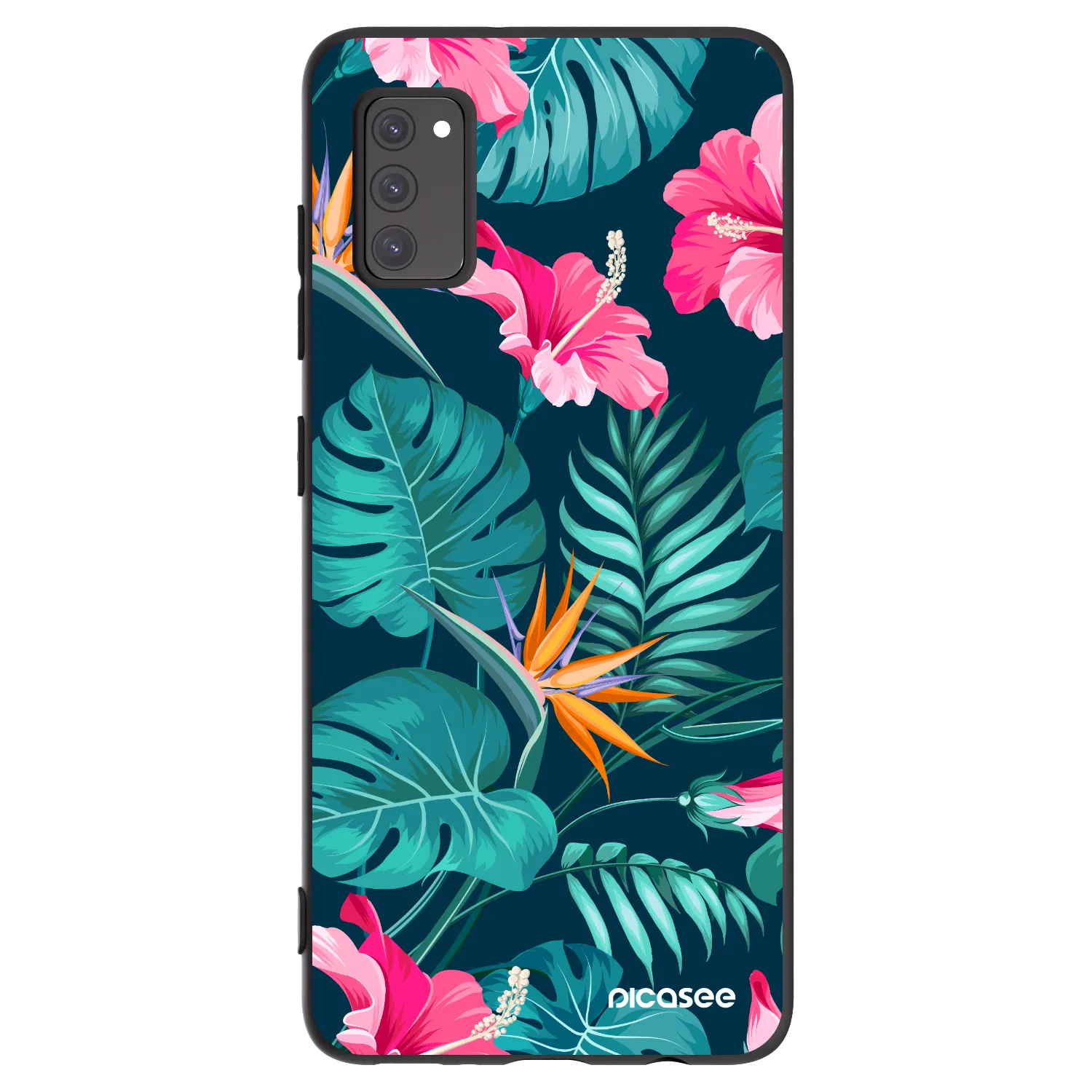 Picasee Samsung Galaxy A41 A415F Hülle - Schwarzes Silikon - Pink Monstera