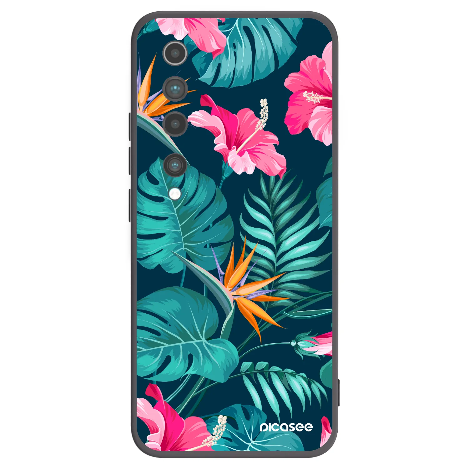 Picasee Xiaomi Mi 10 Hülle - Schwarzes Silikon - Pink Monstera