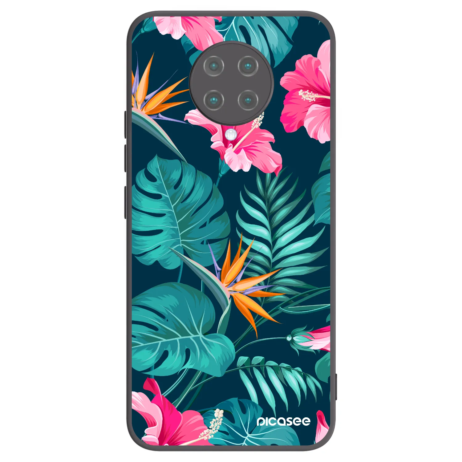 Picasee Xiaomi Poco F2 Pro Hülle - Schwarzes Silikon - Pink Monstera
