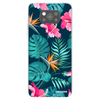 Picasee Xiaomi Poco X3 Hülle - Schwarzes Silikon - Pink Monstera