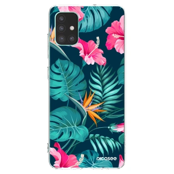 Picasee Samsung Galaxy M51 M515F Hülle - Transparentes Silikon - Pink Monstera